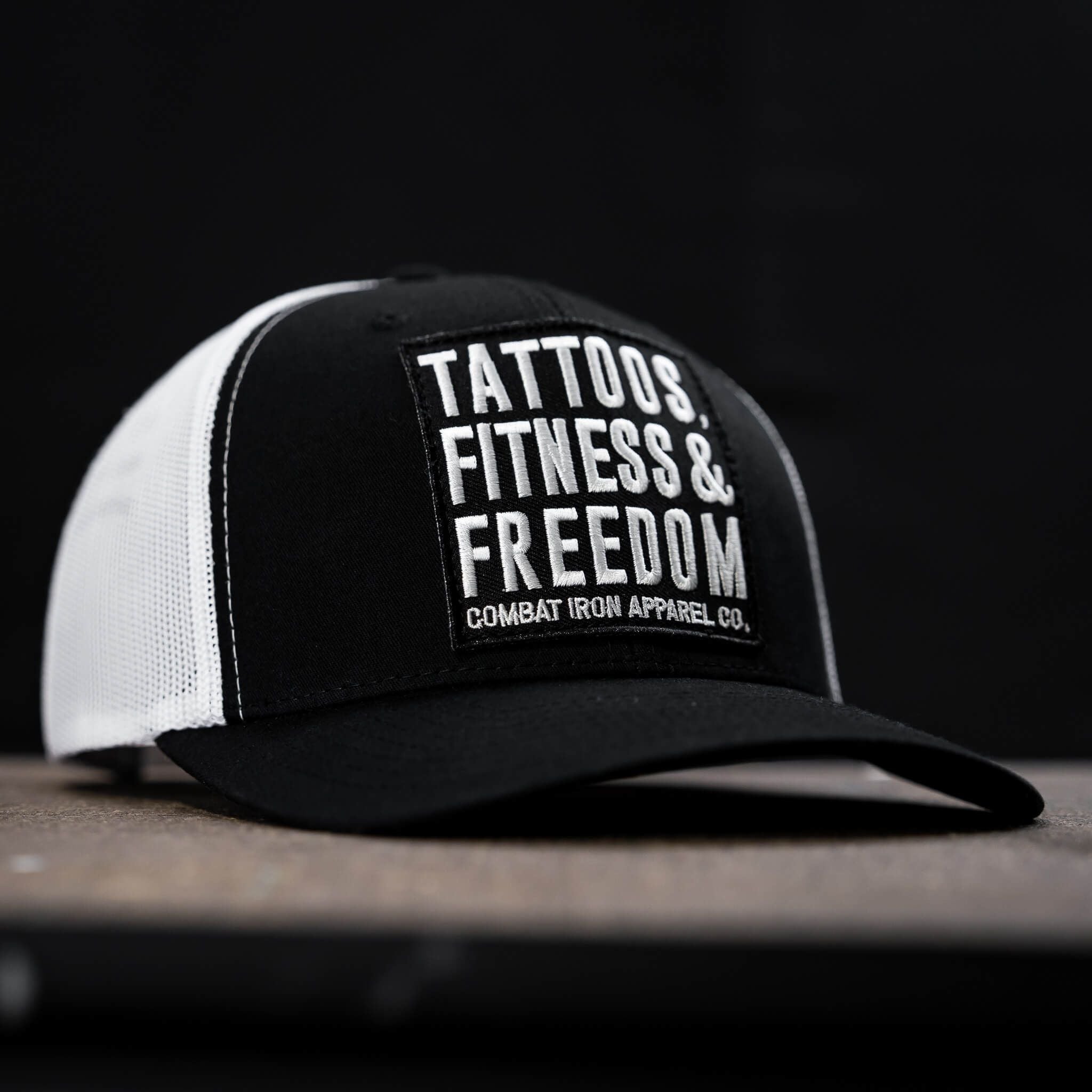 Tattoos, Fitness, & Freedom Black Patch Mid-Profile Mesh Snapback Hat