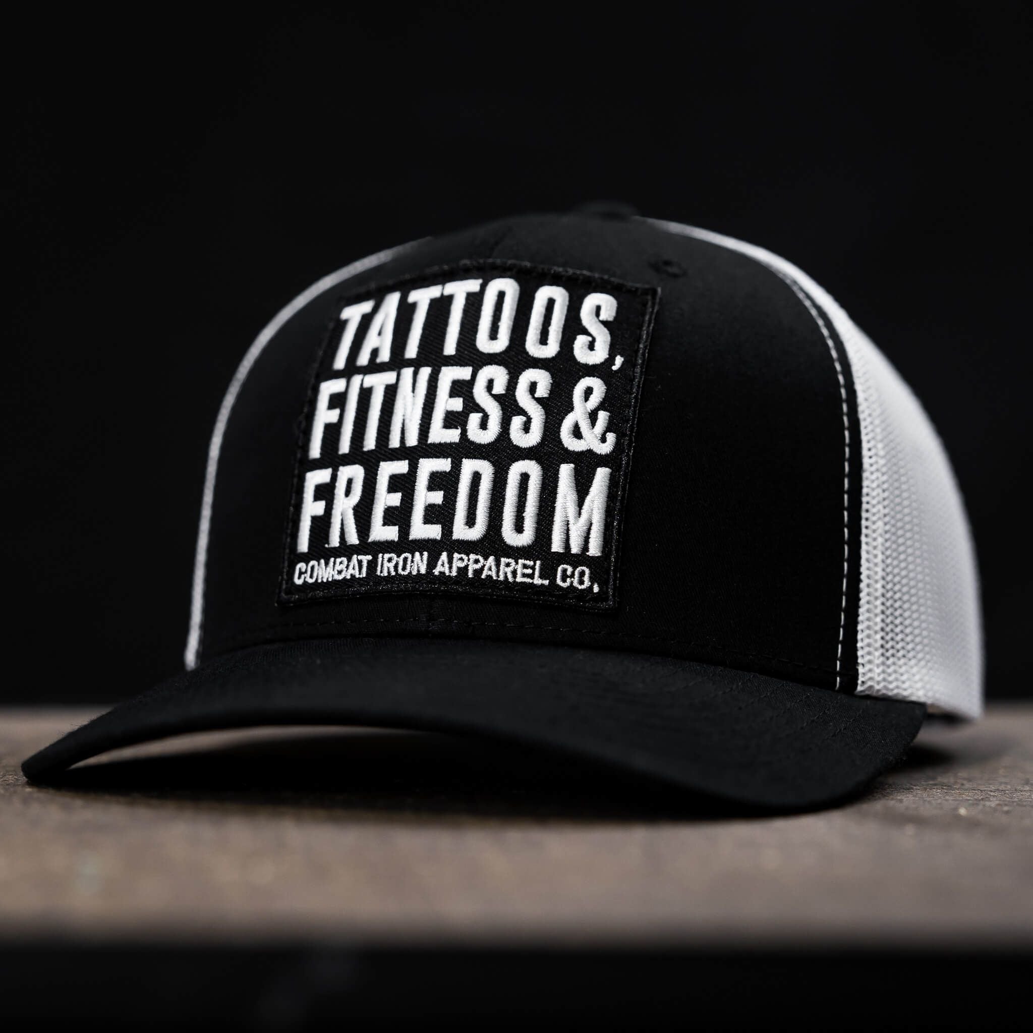 Tattoos, Fitness, & Freedom Black Patch Mid-Profile Mesh Snapback Hat