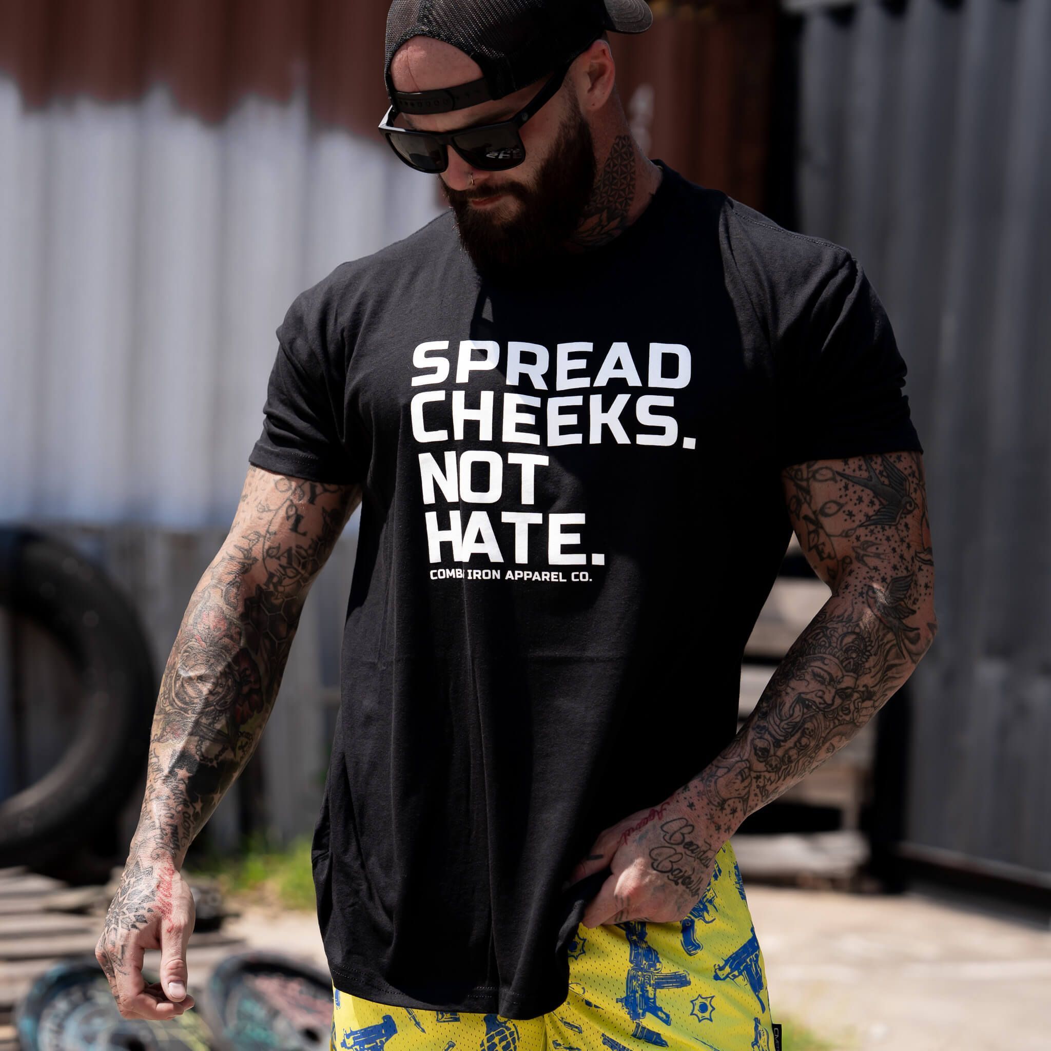 SPREAD CHEEKS. NOT HATE. T-SHIRT