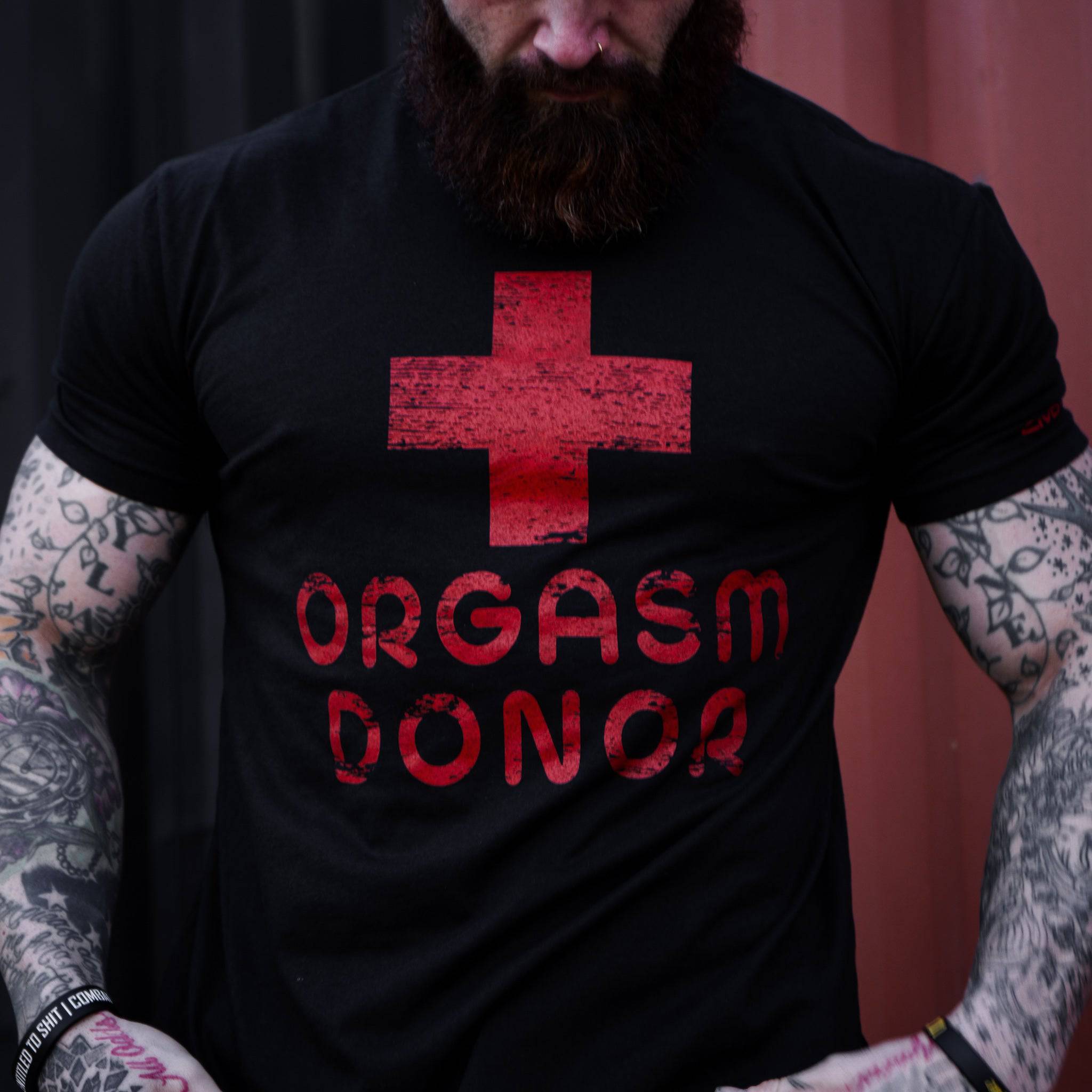 Orgasm Donor Red Cross Men's T-Shirt