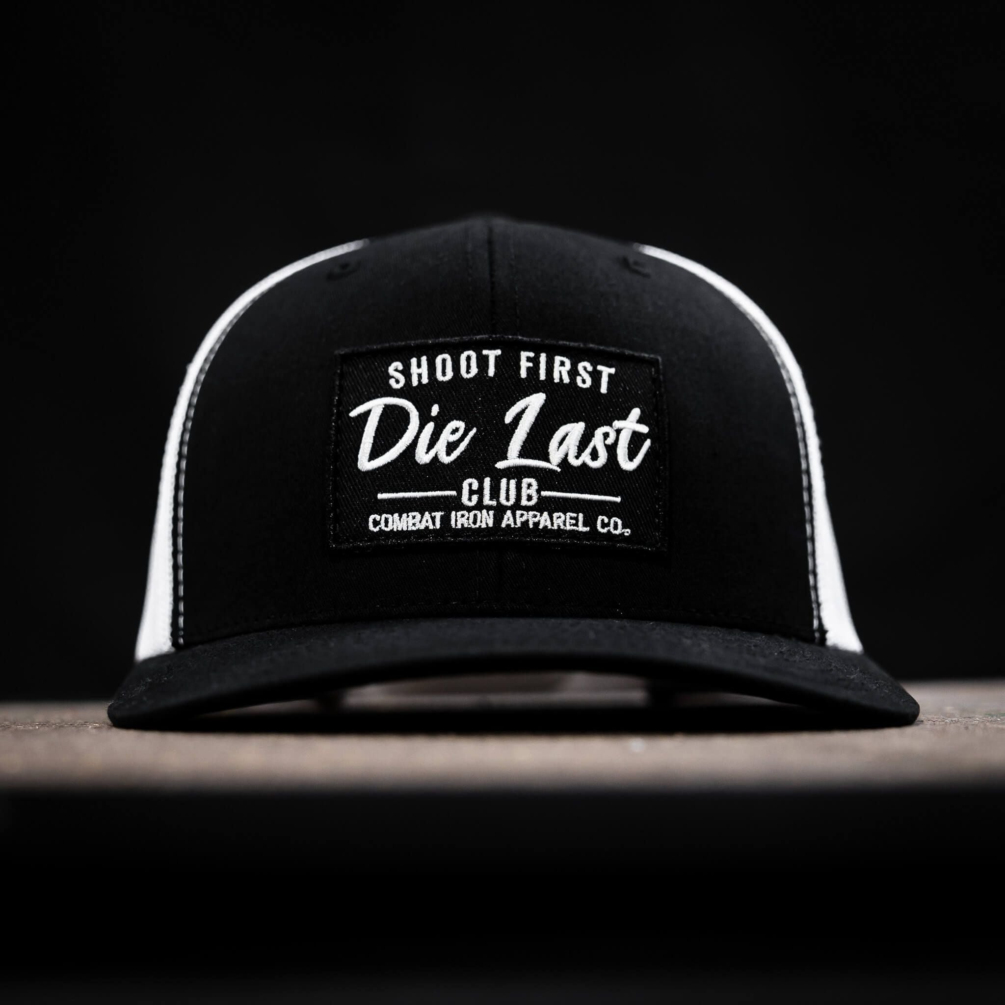 SHOOT FIRST. DIE LAST. CLUB PATCH MID-PROFILE MESH SNAPBACK Hat