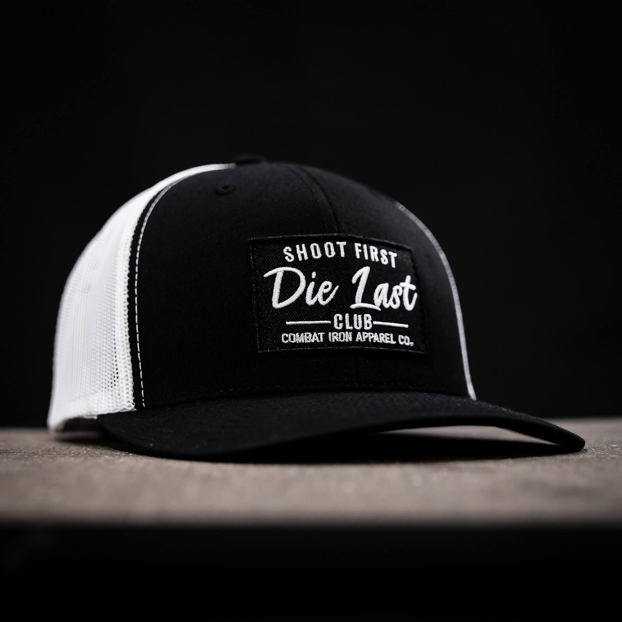 SHOOT FIRST. DIE LAST. CLUB PATCH MID-PROFILE MESH SNAPBACK Hat