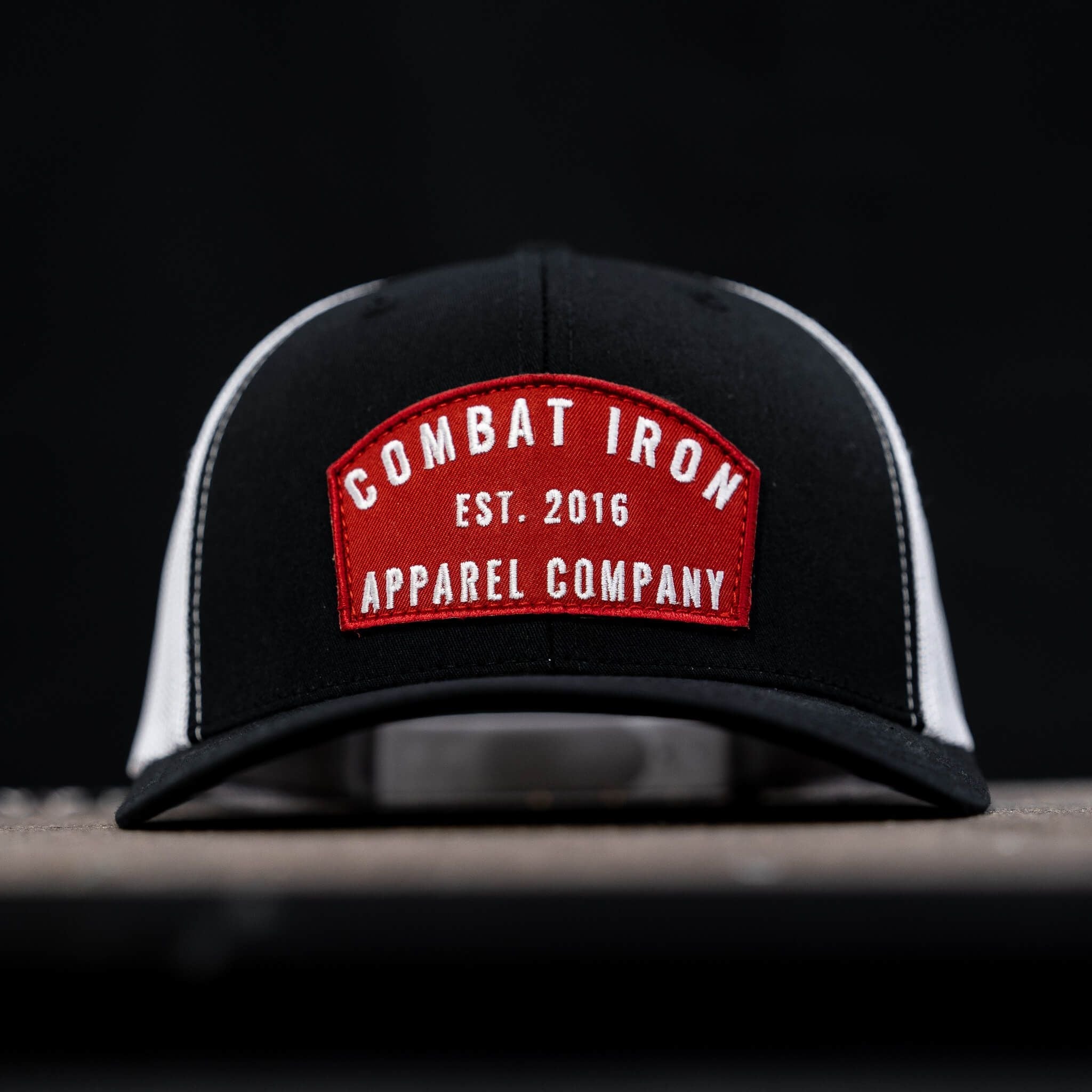 Arched Red Patch Mid-Profile Mesh Snapback Hat