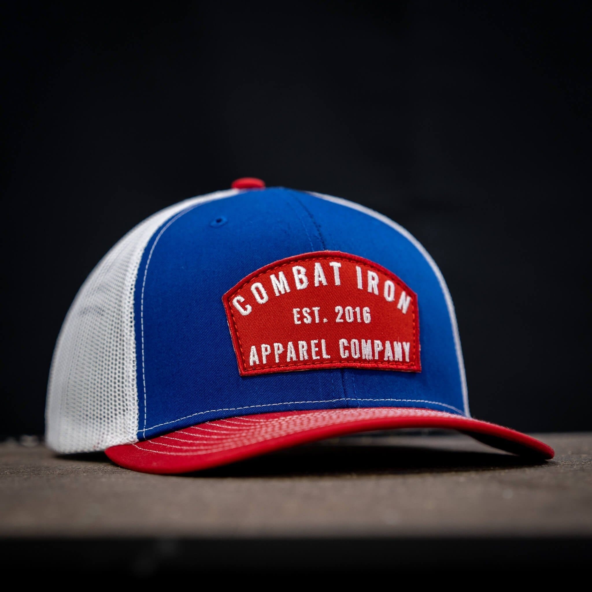 Arched Red Patch Mid-Profile Mesh Snapback Hat