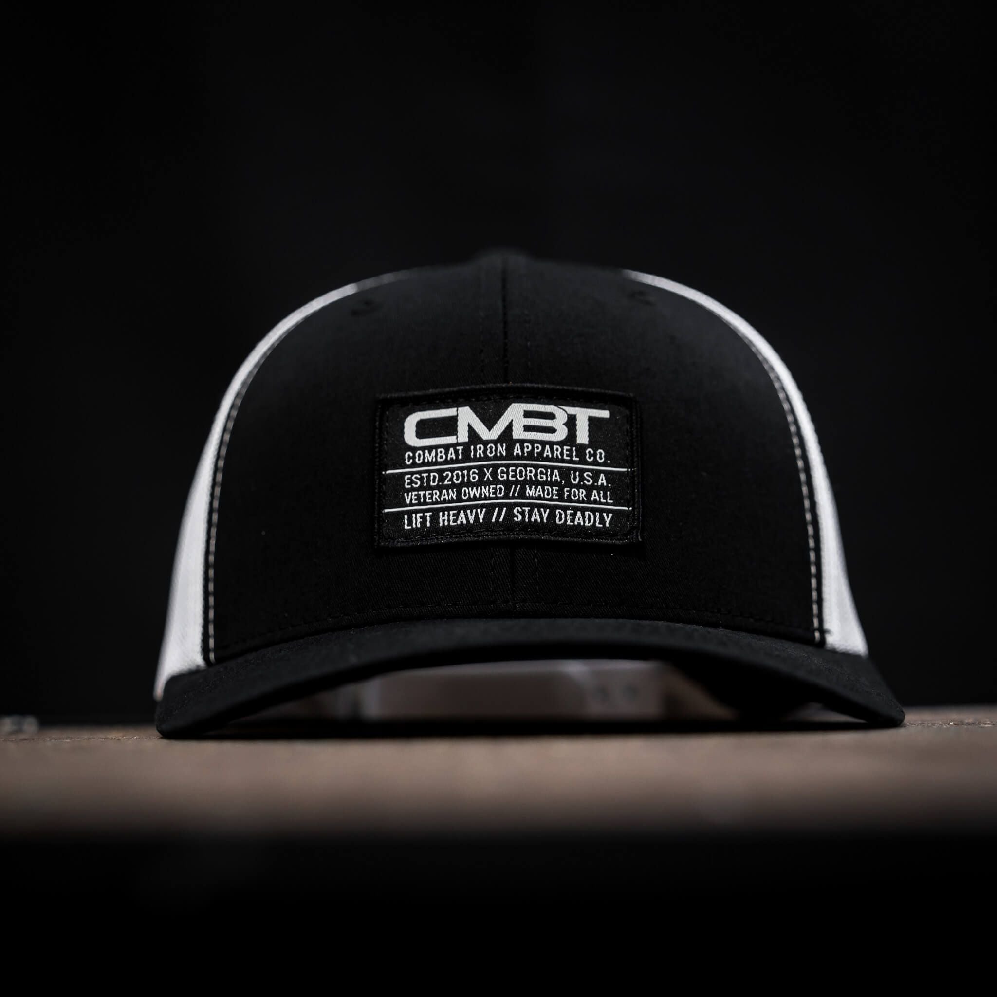 CMBT Standard Black Woven Patch Mid-Profile Mesh Snapback Hat