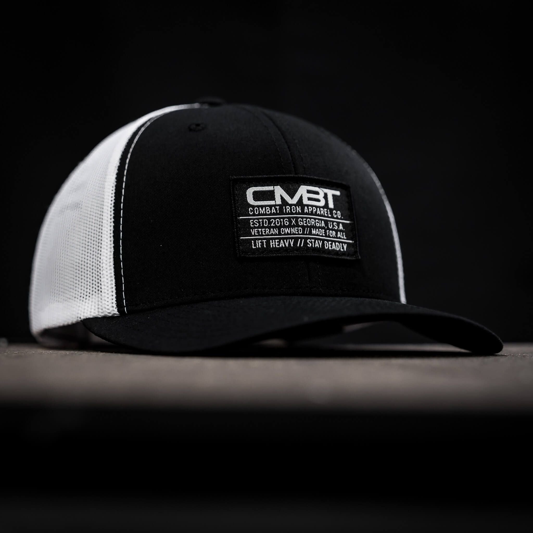 CMBT Standard Black Woven Patch Mid-Profile Mesh Snapback Hat