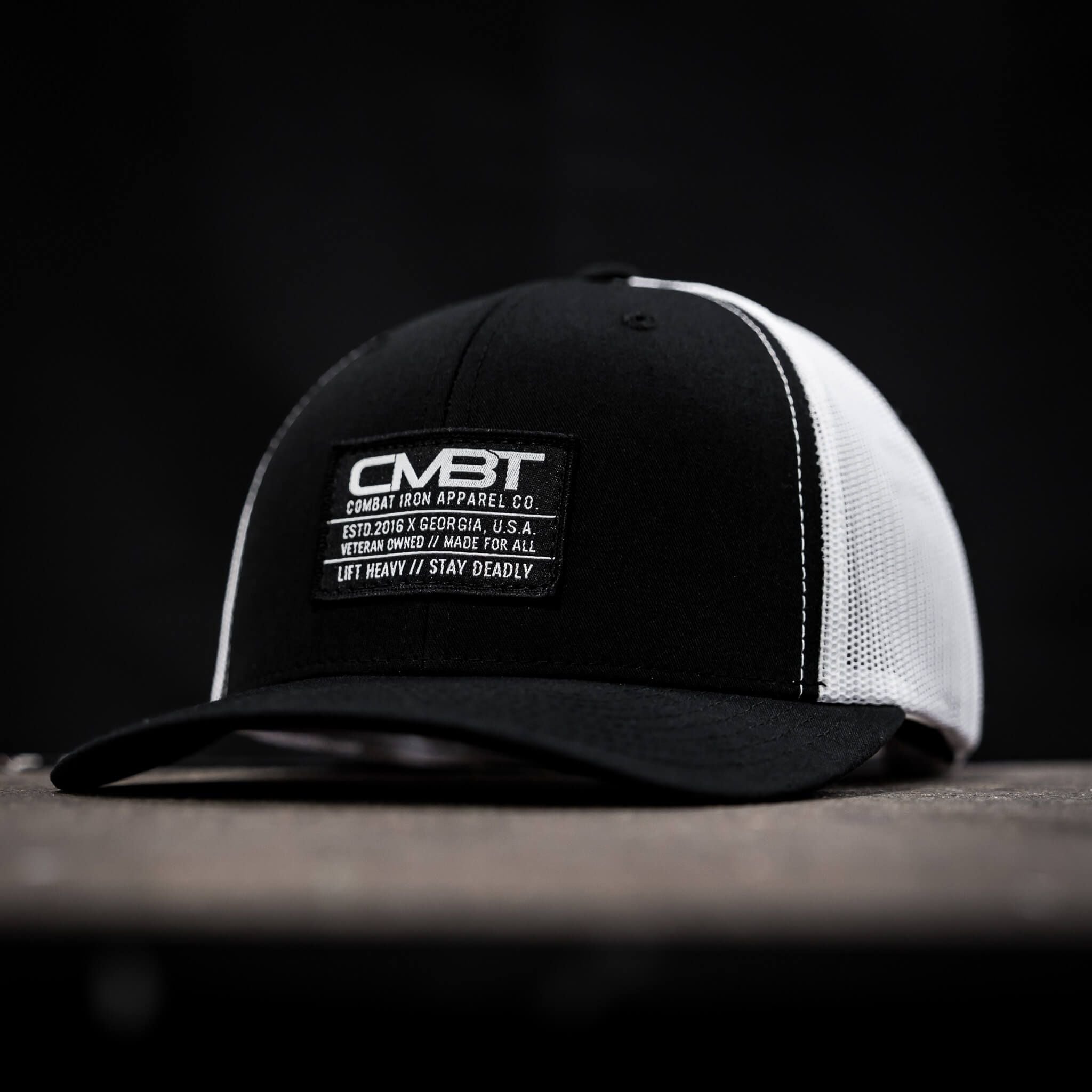 CMBT Standard Black Woven Patch Mid-Profile Mesh Snapback Hat