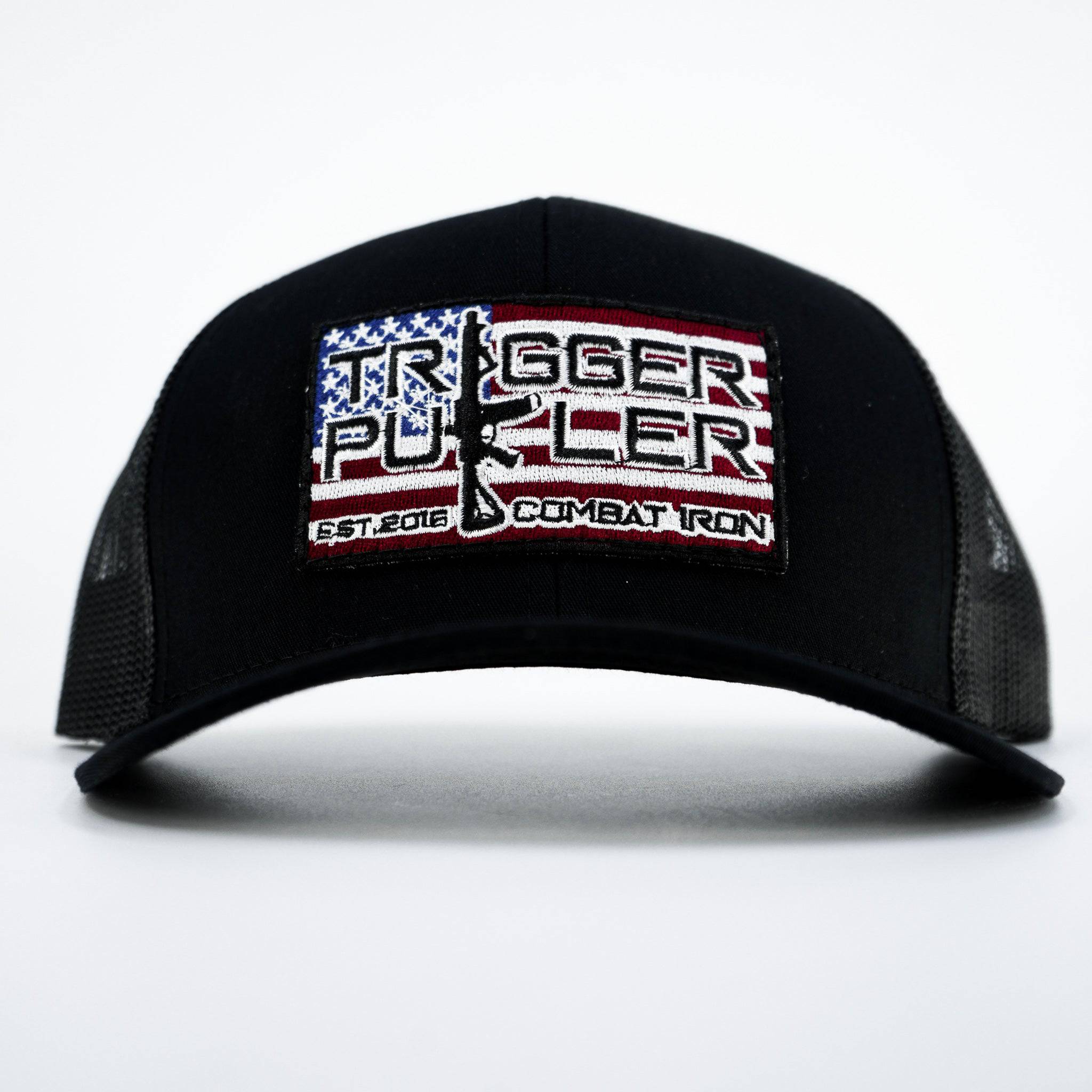 Trigger Puller American Flag Patch Mid-Profile Mesh Snapback Hat