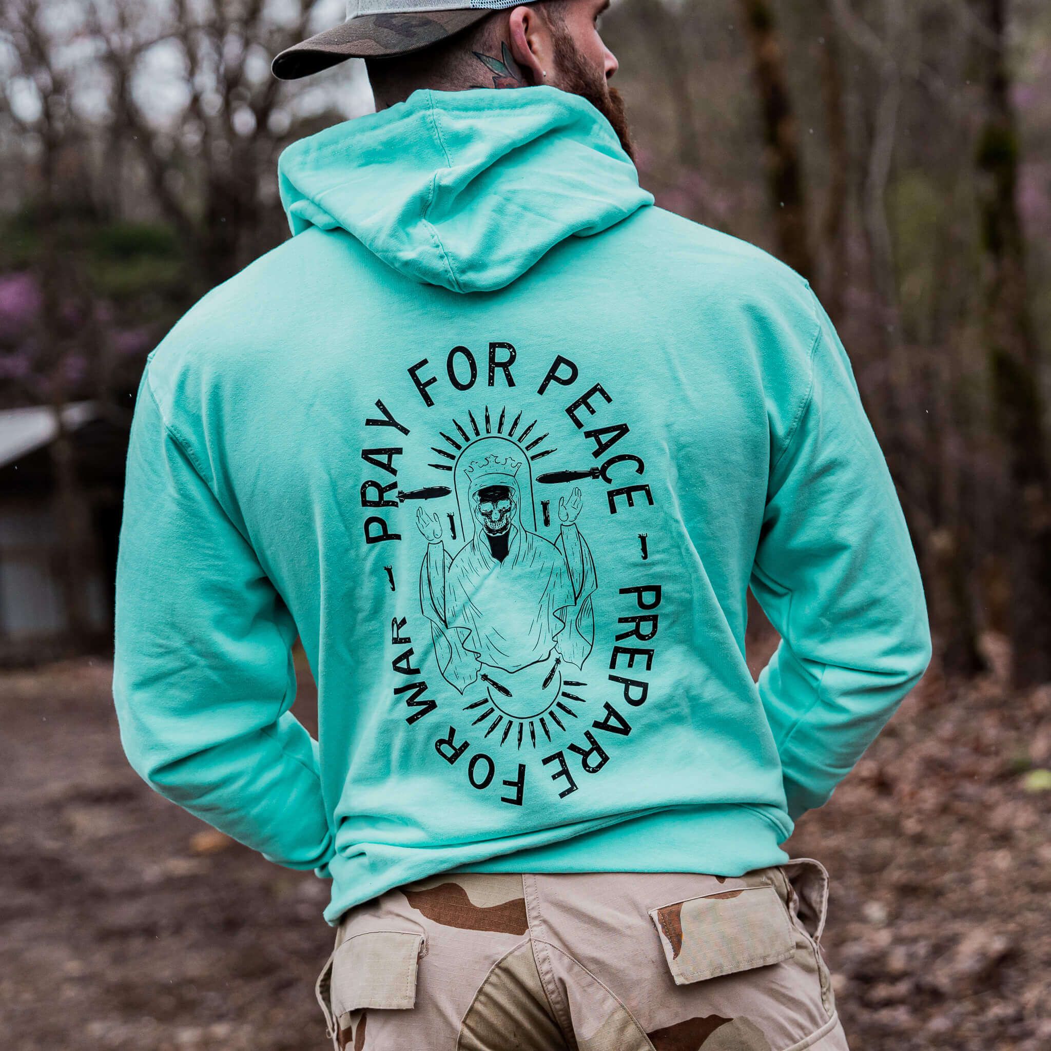 PRAY FOR PEACE. PREPARE FOR WAR. MEN'S MIDWEIGHT HOODIE