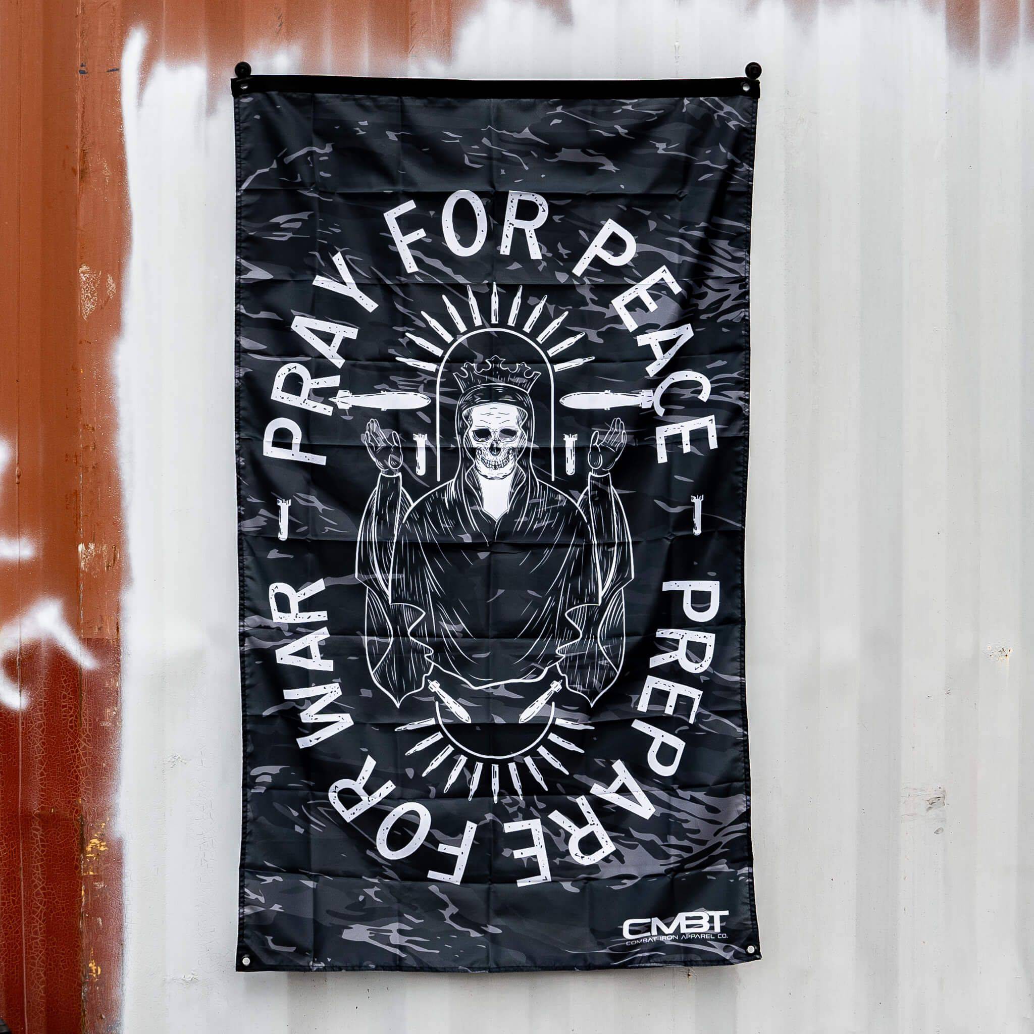 Pray For Peace. Prepare For War. Tiger Stripe 3' X 5' Wall Flag