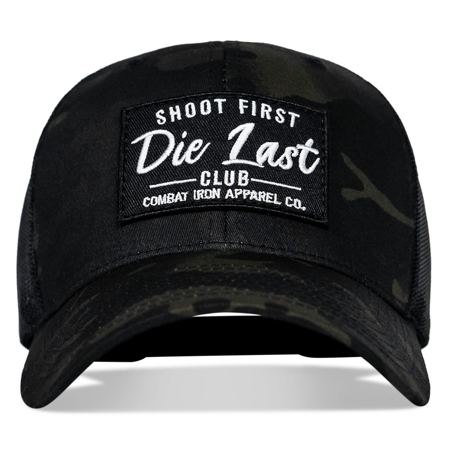 SHOOT FIRST. DIE LAST. CLUB PATCH MID-PROFILE MESH SNAPBACK Hat