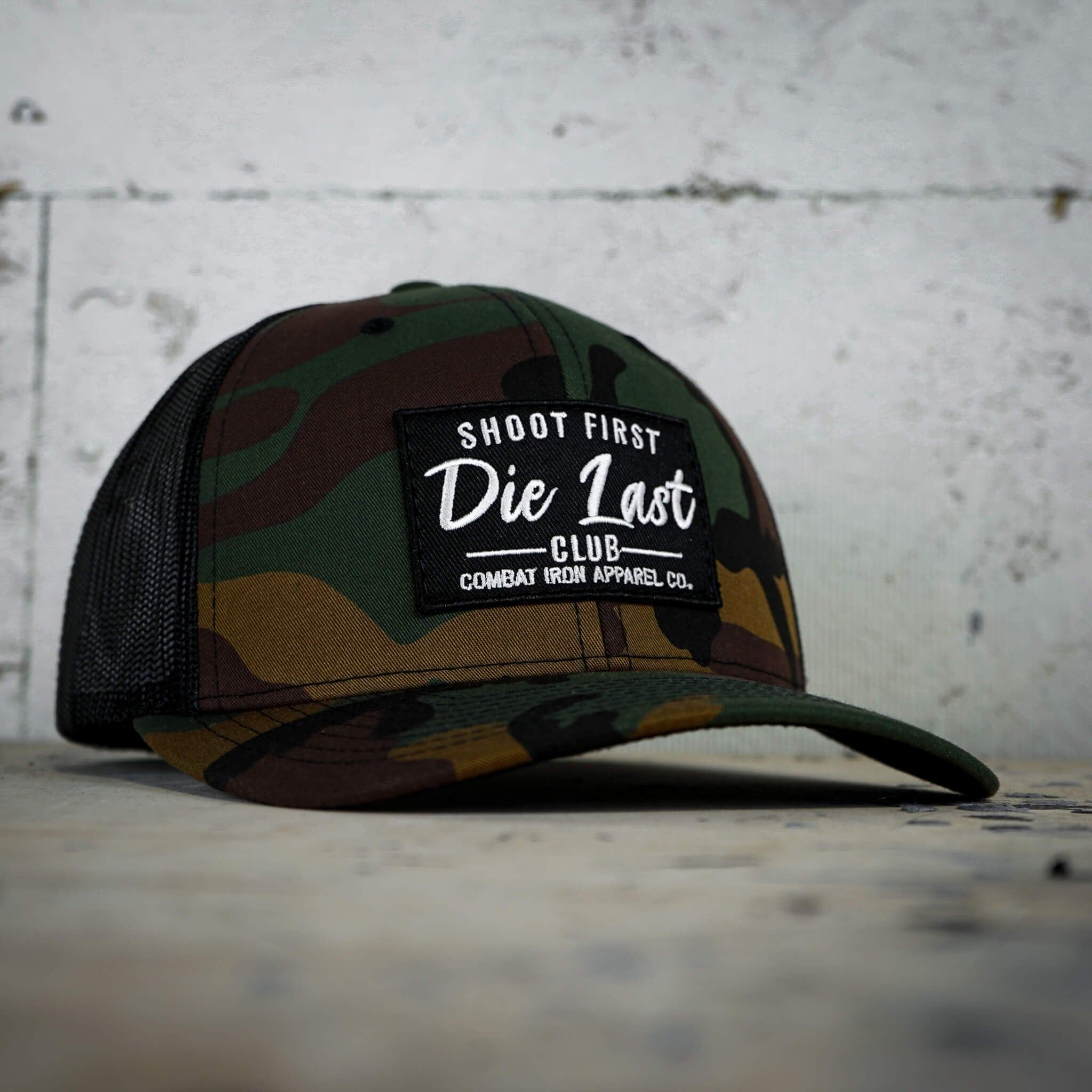 SHOOT FIRST. DIE LAST. CLUB PATCH MID-PROFILE MESH SNAPBACK Hat