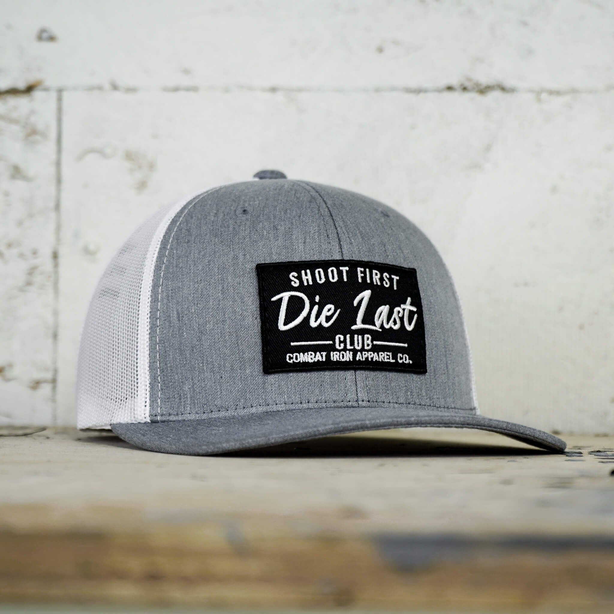 SHOOT FIRST. DIE LAST. CLUB PATCH MID-PROFILE MESH SNAPBACK Hat