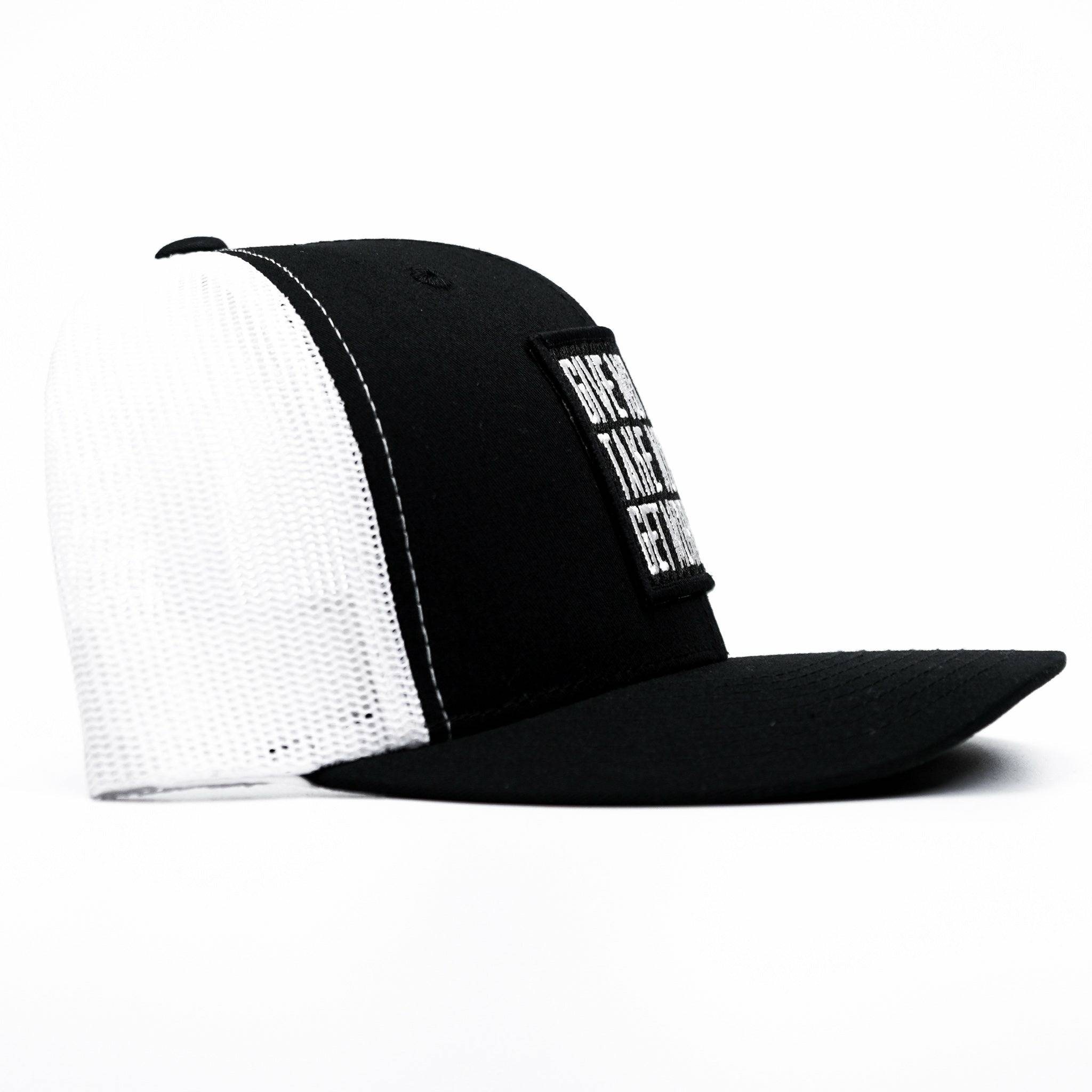 GIVE NO FUCKS. TAKE NO SHIT. GET MORE TATS. MID-PROFILE MESH SNAPBACK