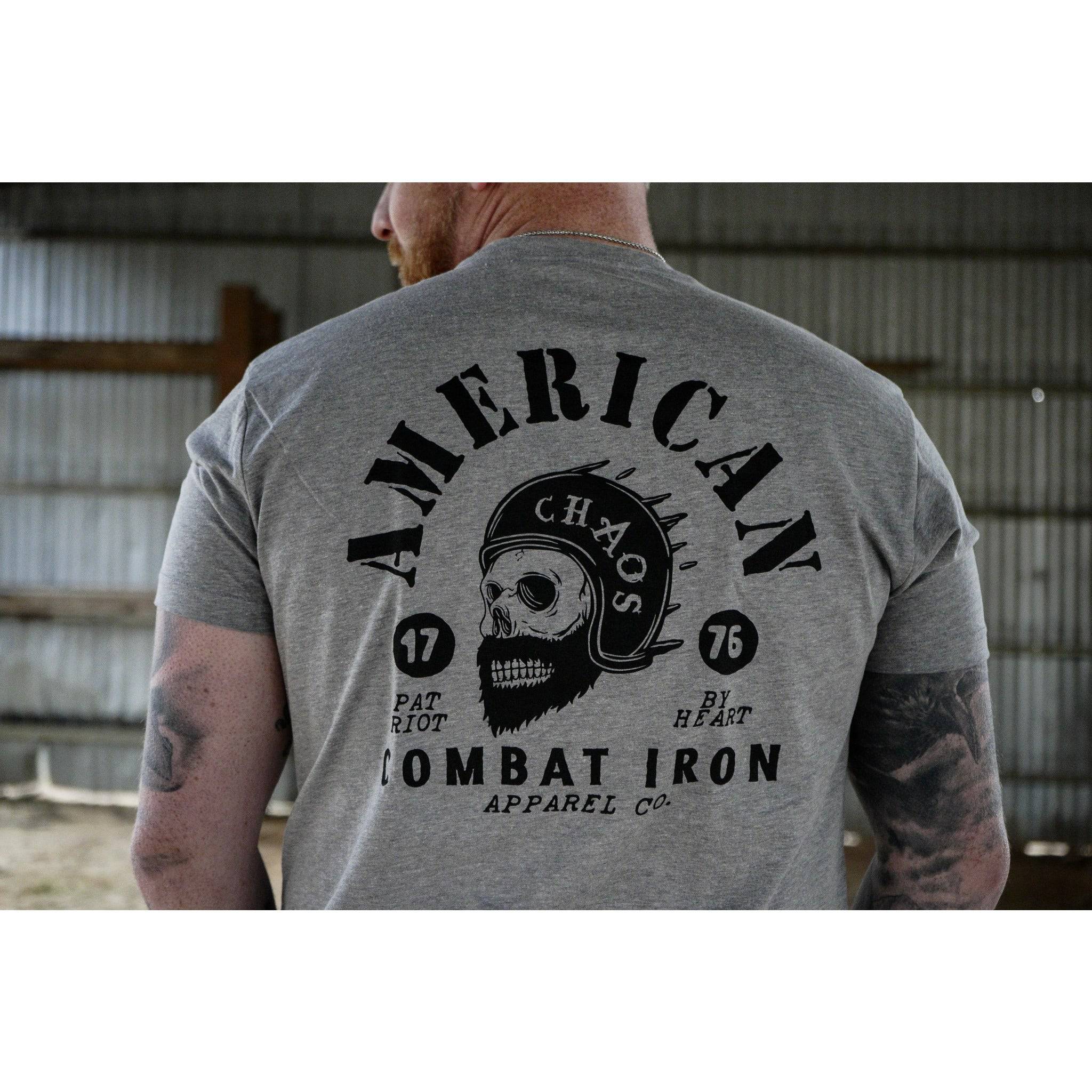 AMERICAN CHAOS BEARDED SKULL MEN'S T-SHIRT