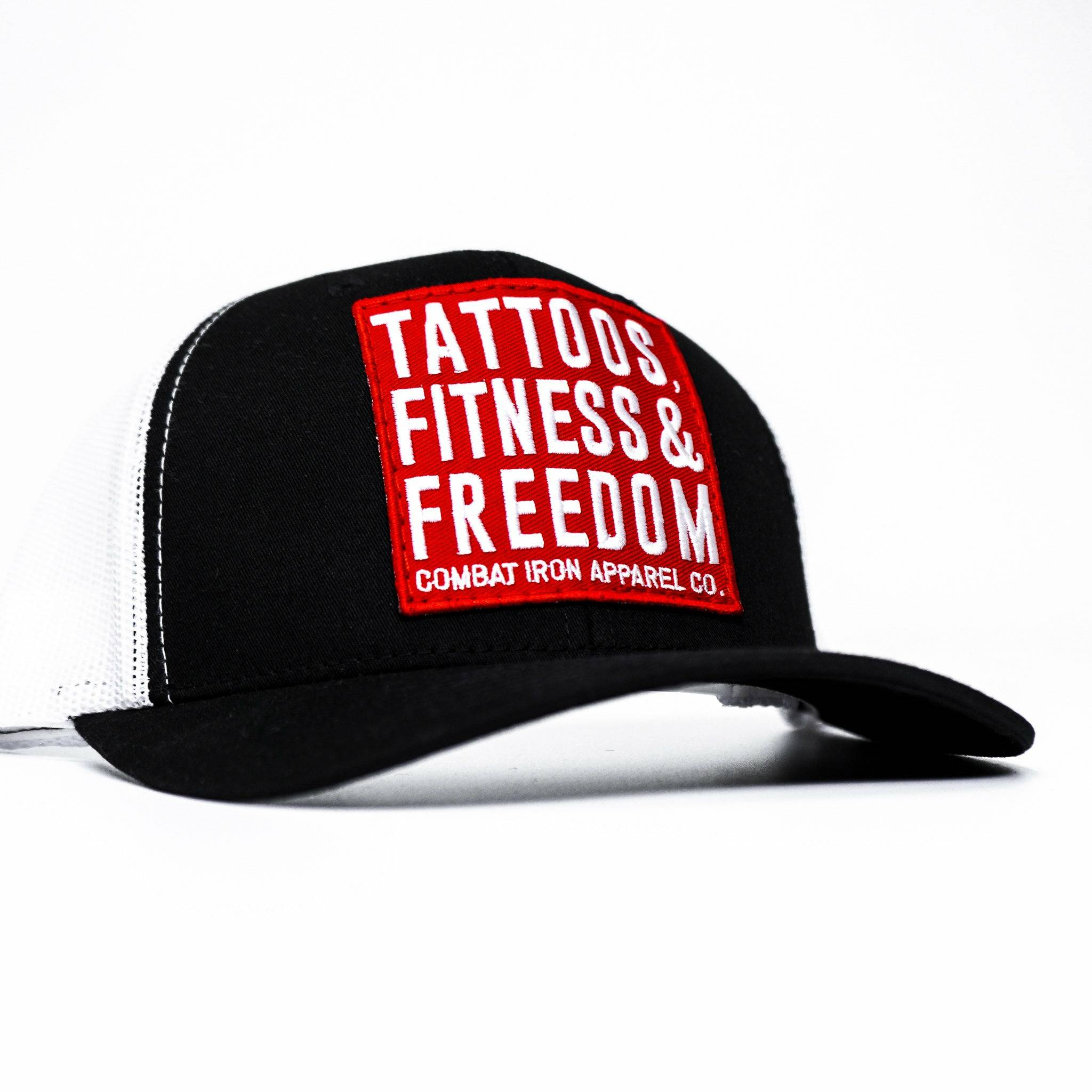 Tattoos, Fitness, & Freedom Red Patch Mid-Profile Mesh Snapback Hat