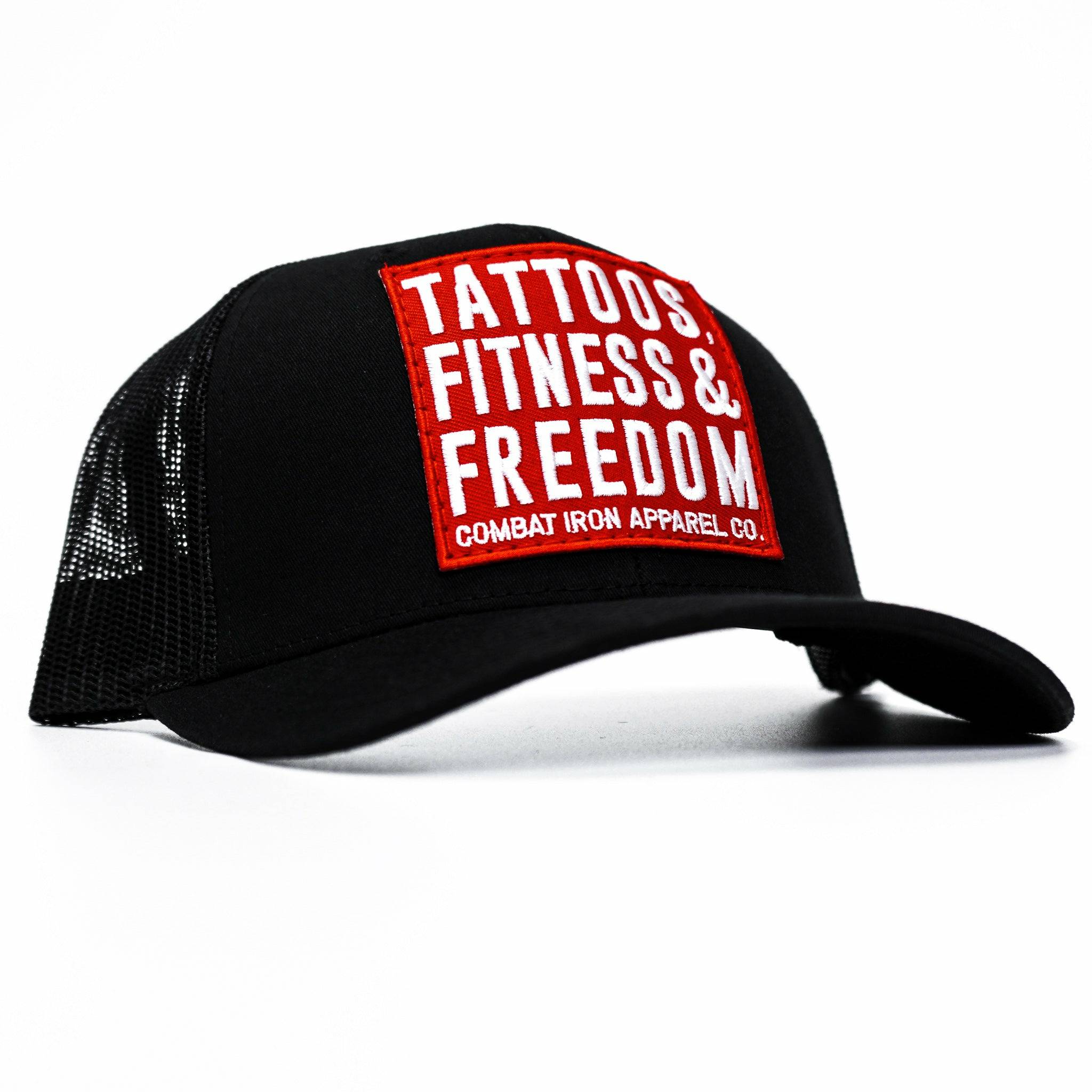 Tattoos, Fitness, & Freedom Red Patch Mid-Profile Mesh Snapback Hat