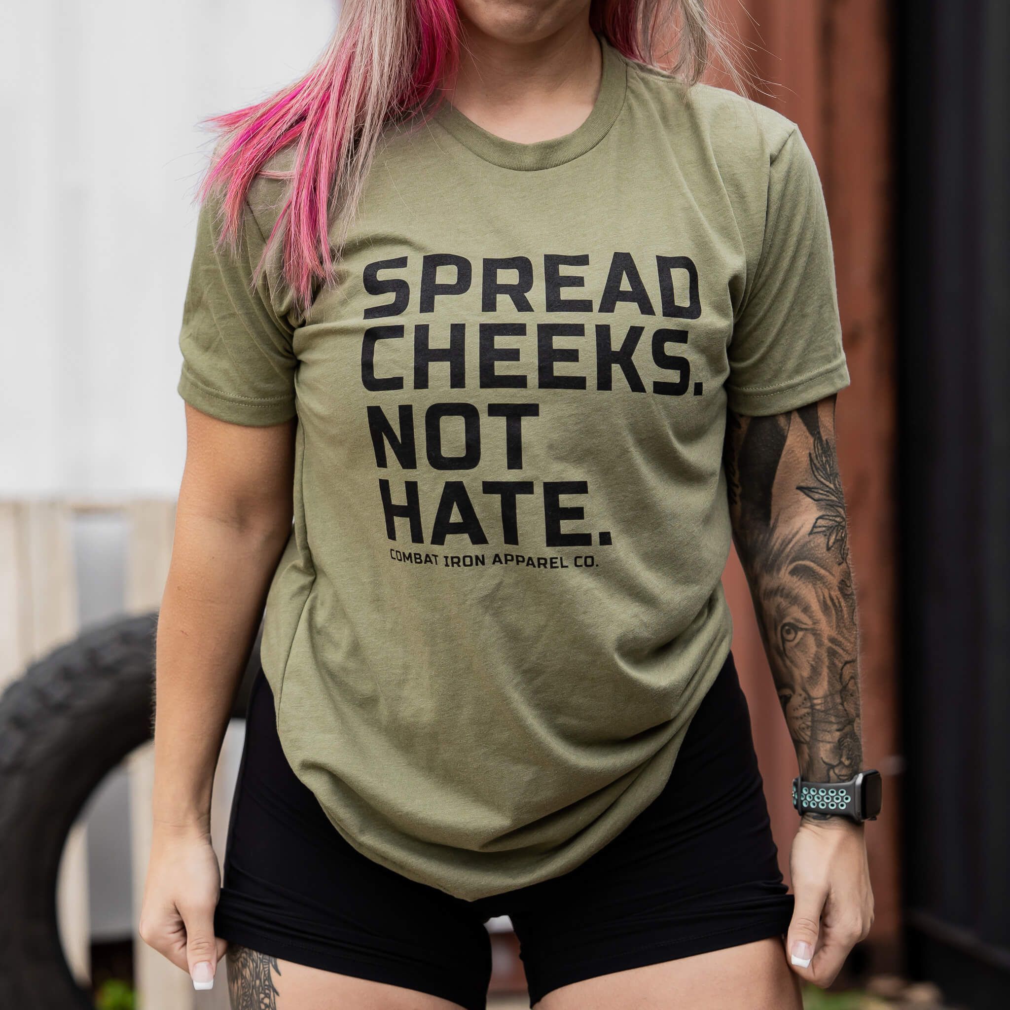 SPREAD CHEEKS. NOT HATE. T-SHIRT