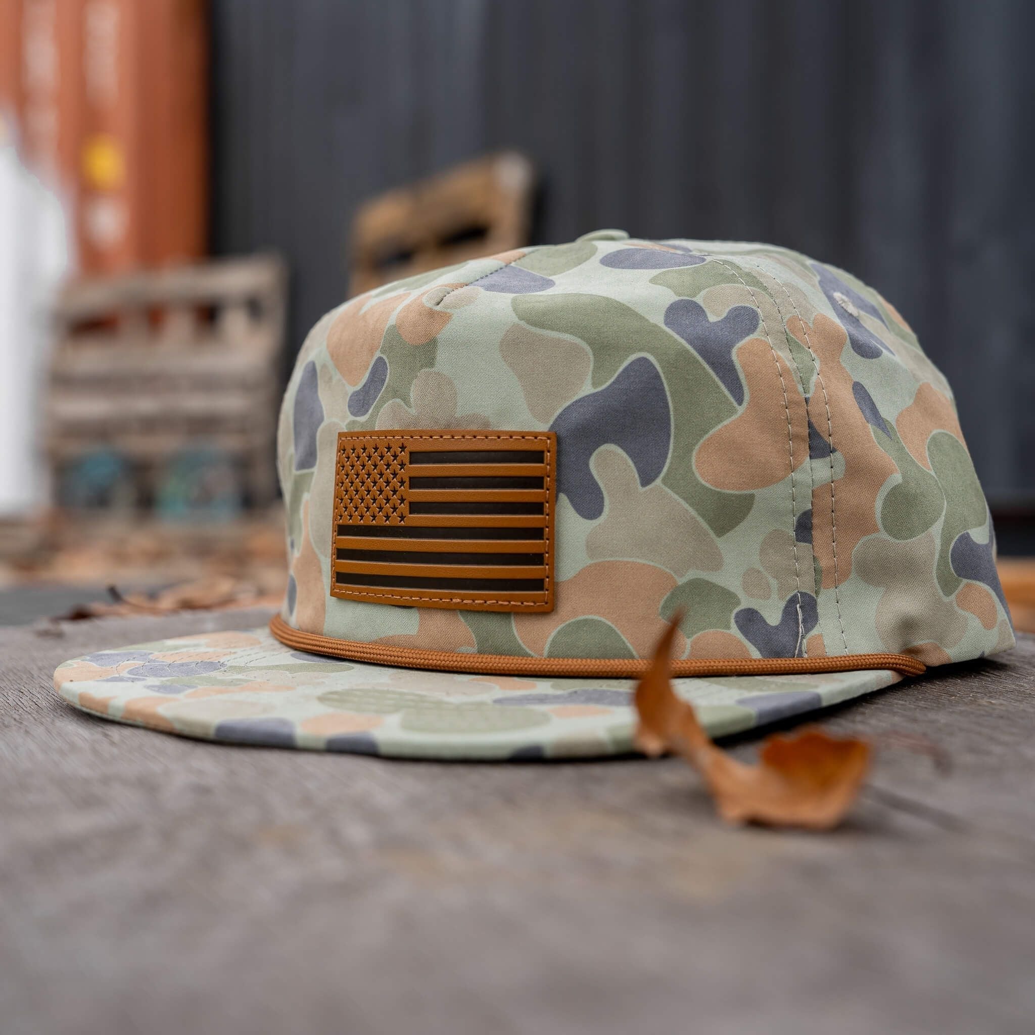 Amerikanische Flagge Leder-Patch Knautschbare Tau-Snapback-Kappe