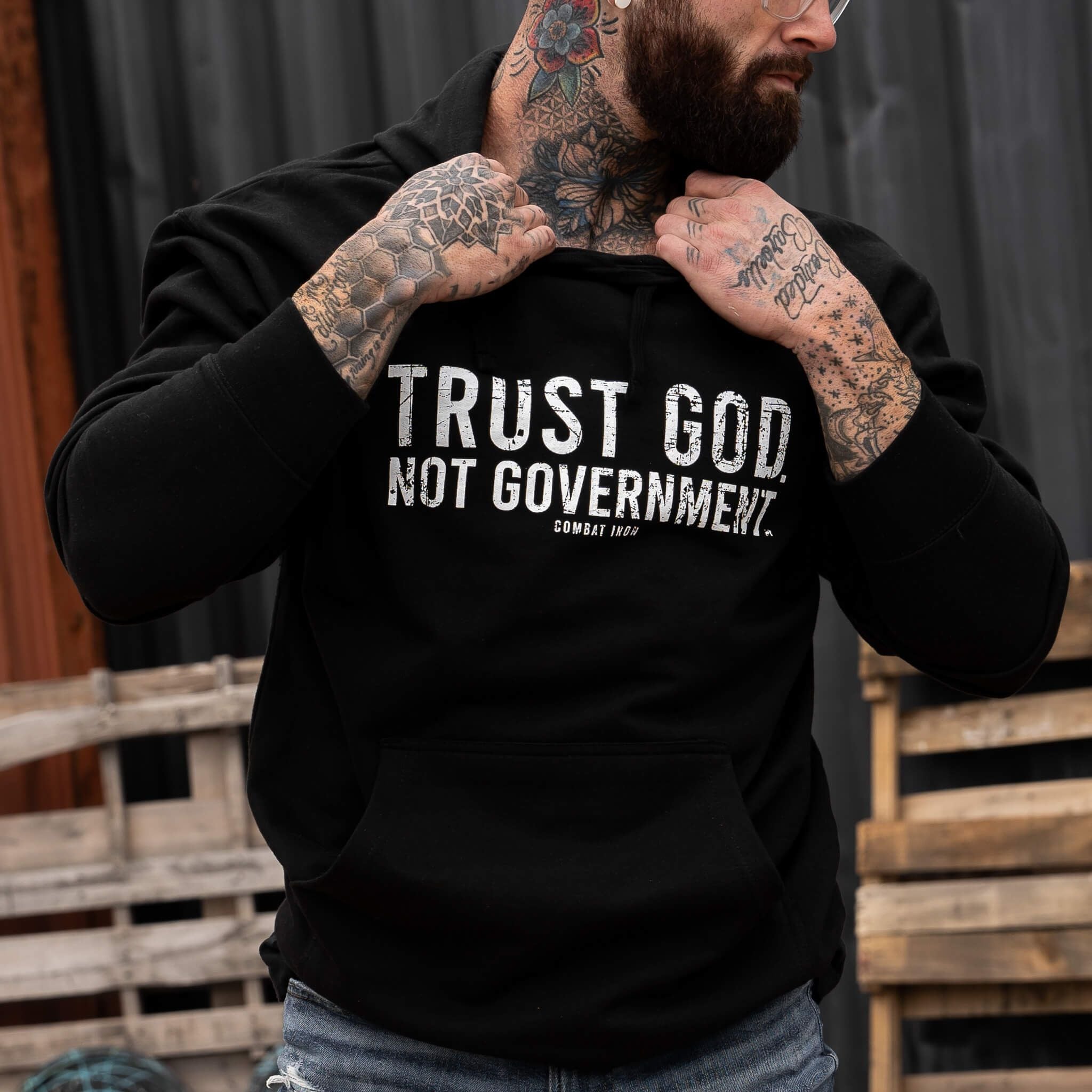 TRUST GOD. NOT GOVERNMENT. MEN'S MIDWEIGHT HOODIE