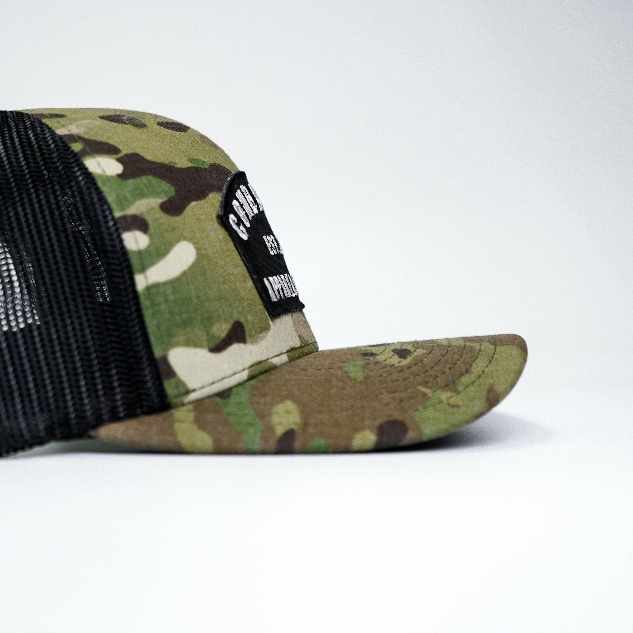 Arched Black Patch Edition Mid-Profile Mesh Snapback Hat