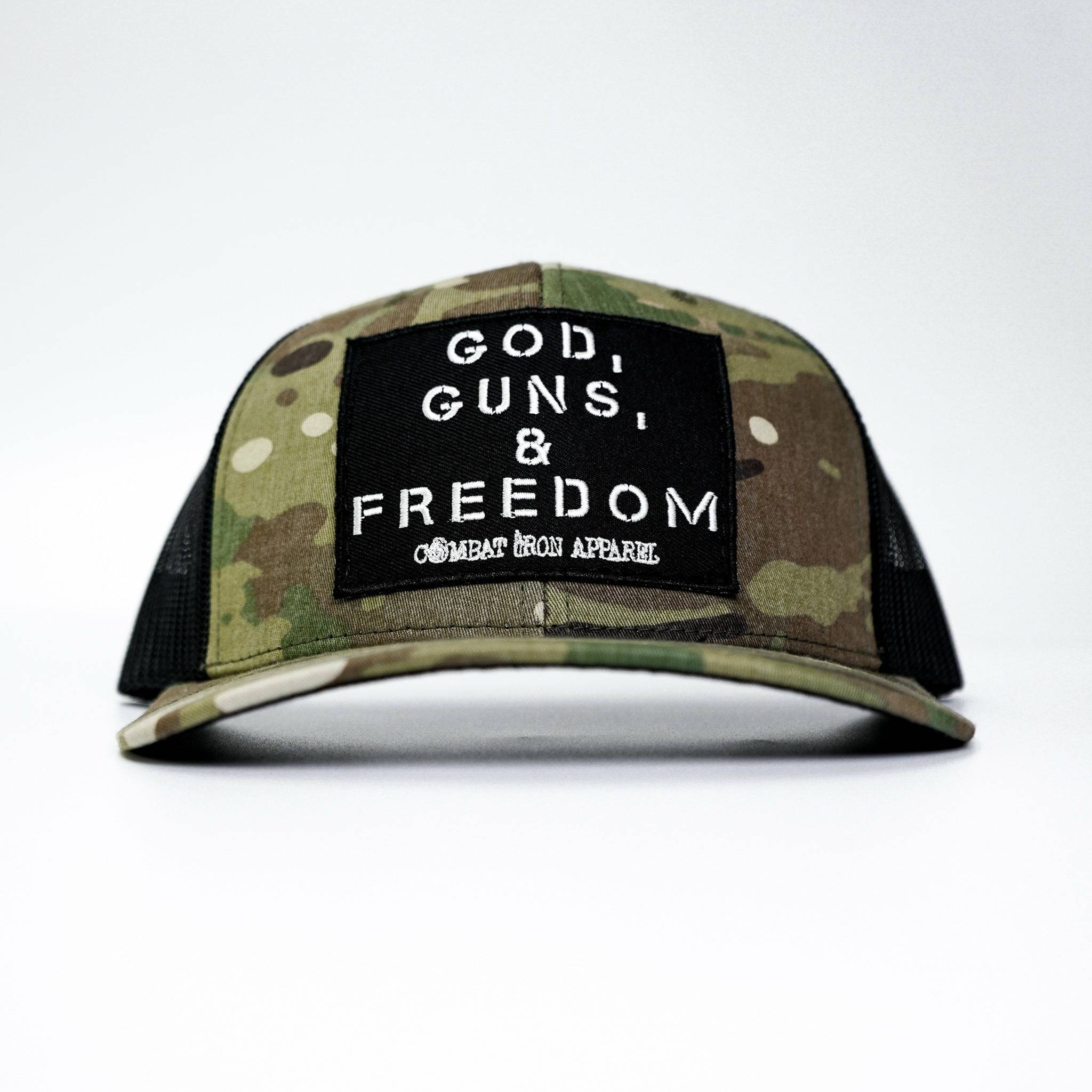 God, Guns, And Freedom Patch Mid-Profile Mesh Snapback Hat