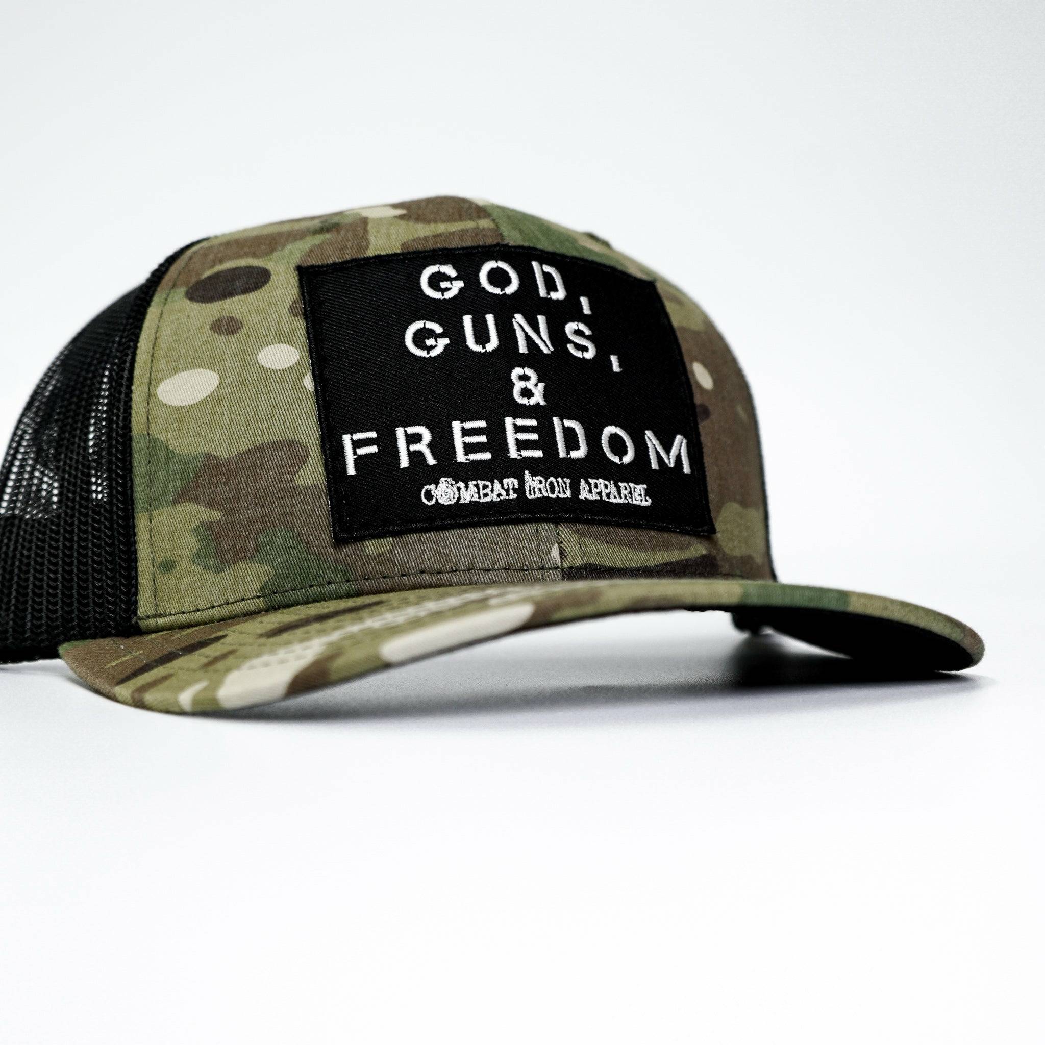 God, Guns, And Freedom Patch Mid-Profile Mesh Snapback Hat