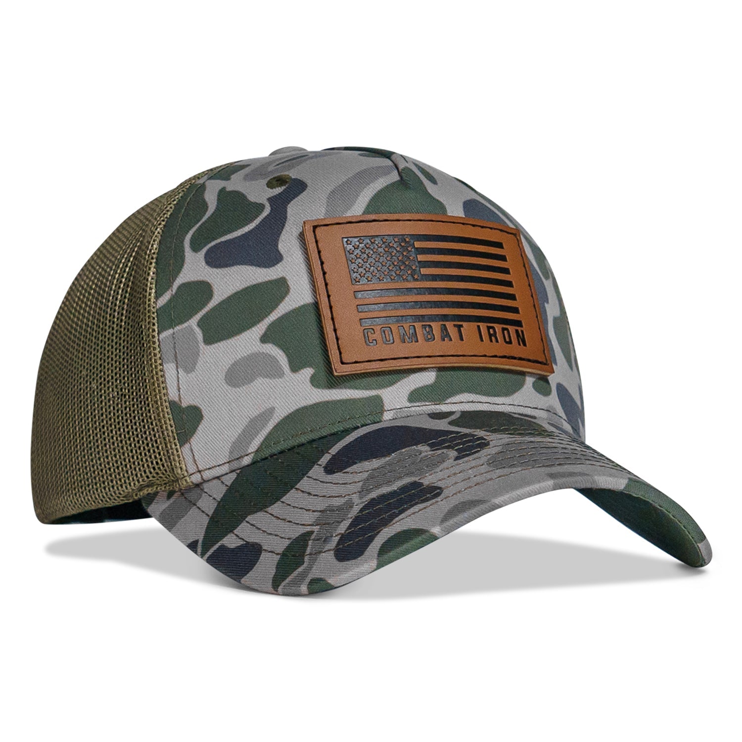 US Flag Leather Patch SnapBack Hat