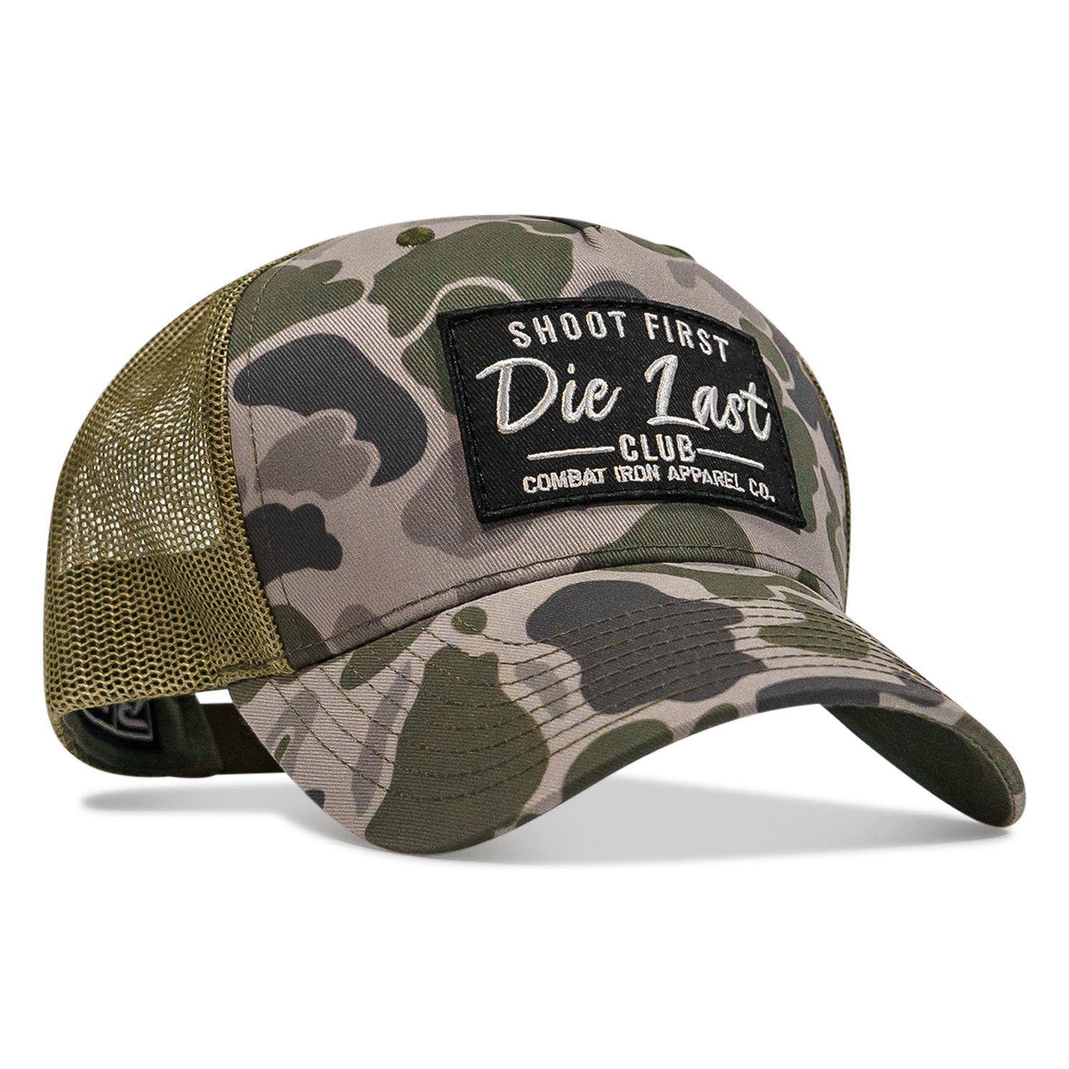 SHOOT FIRST. DIE LAST. CLUB PATCH MID-PROFILE MESH SNAPBACK Hat