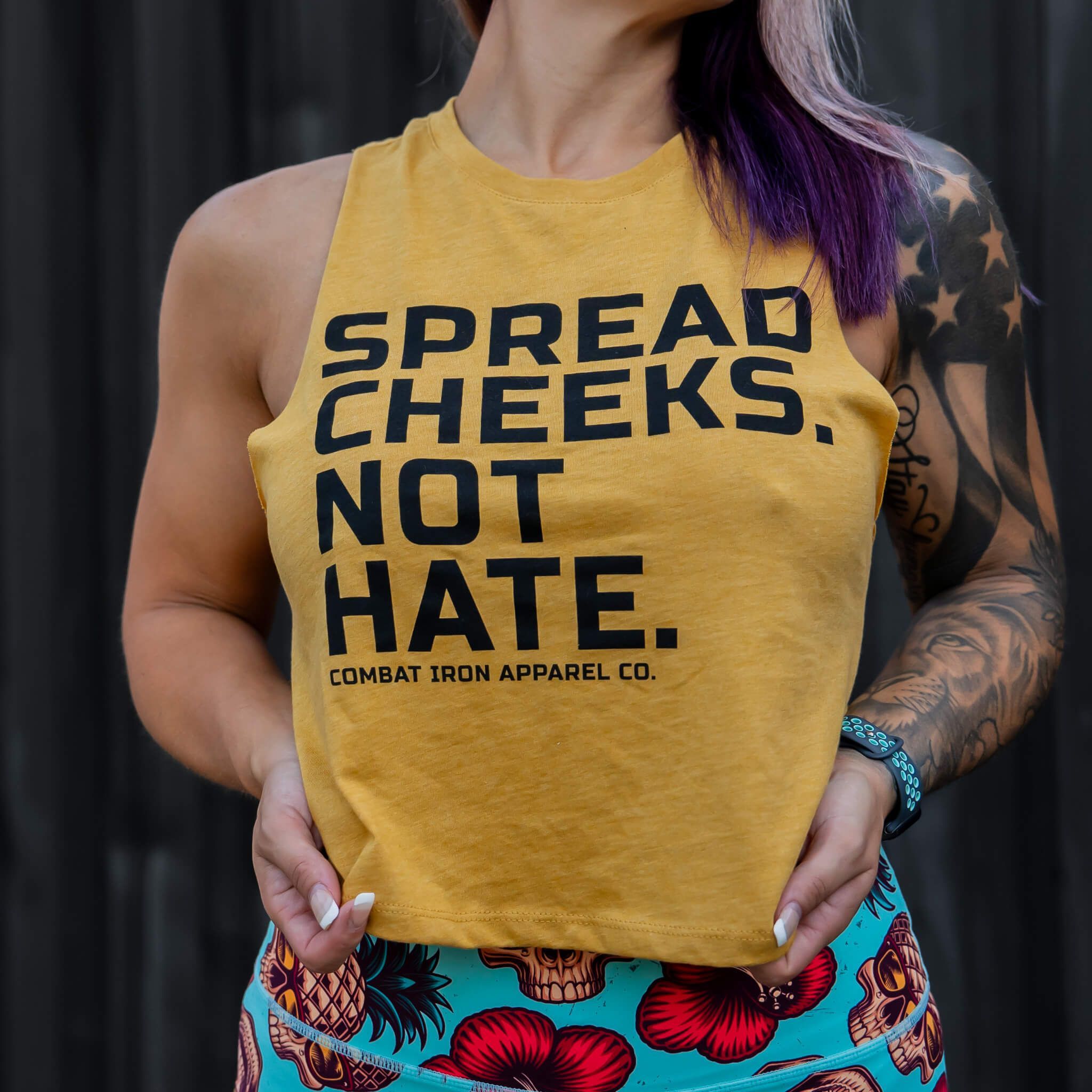 SPREAD CHEEKS. NOT HATE. LADIES CROP TOP