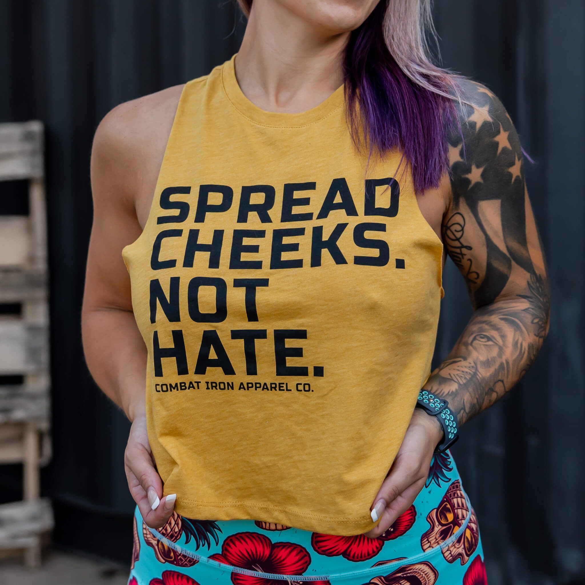 SPREAD CHEEKS. NOT HATE. LADIES CROP TOP