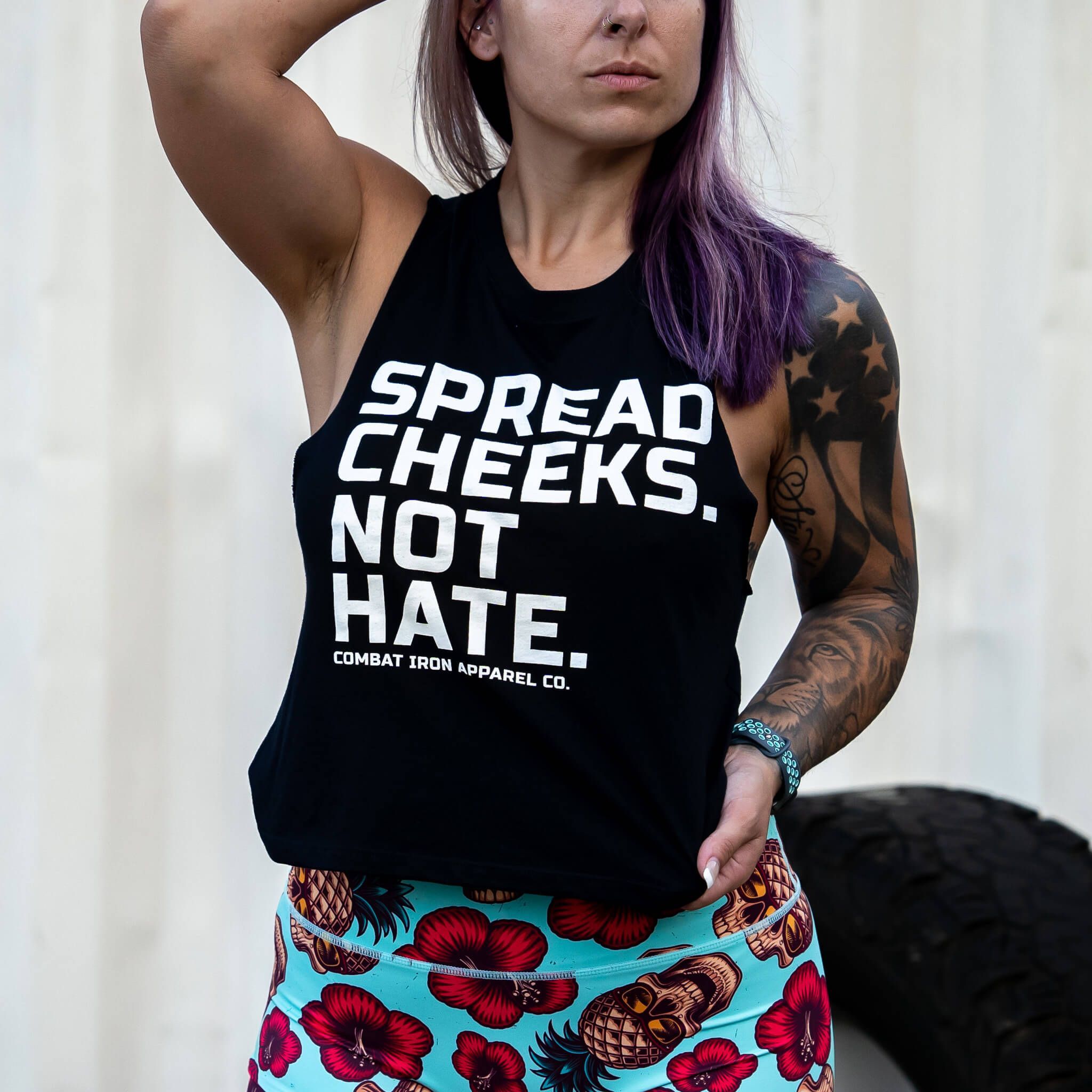 SPREAD CHEEKS. NOT HATE. LADIES CROP TOP