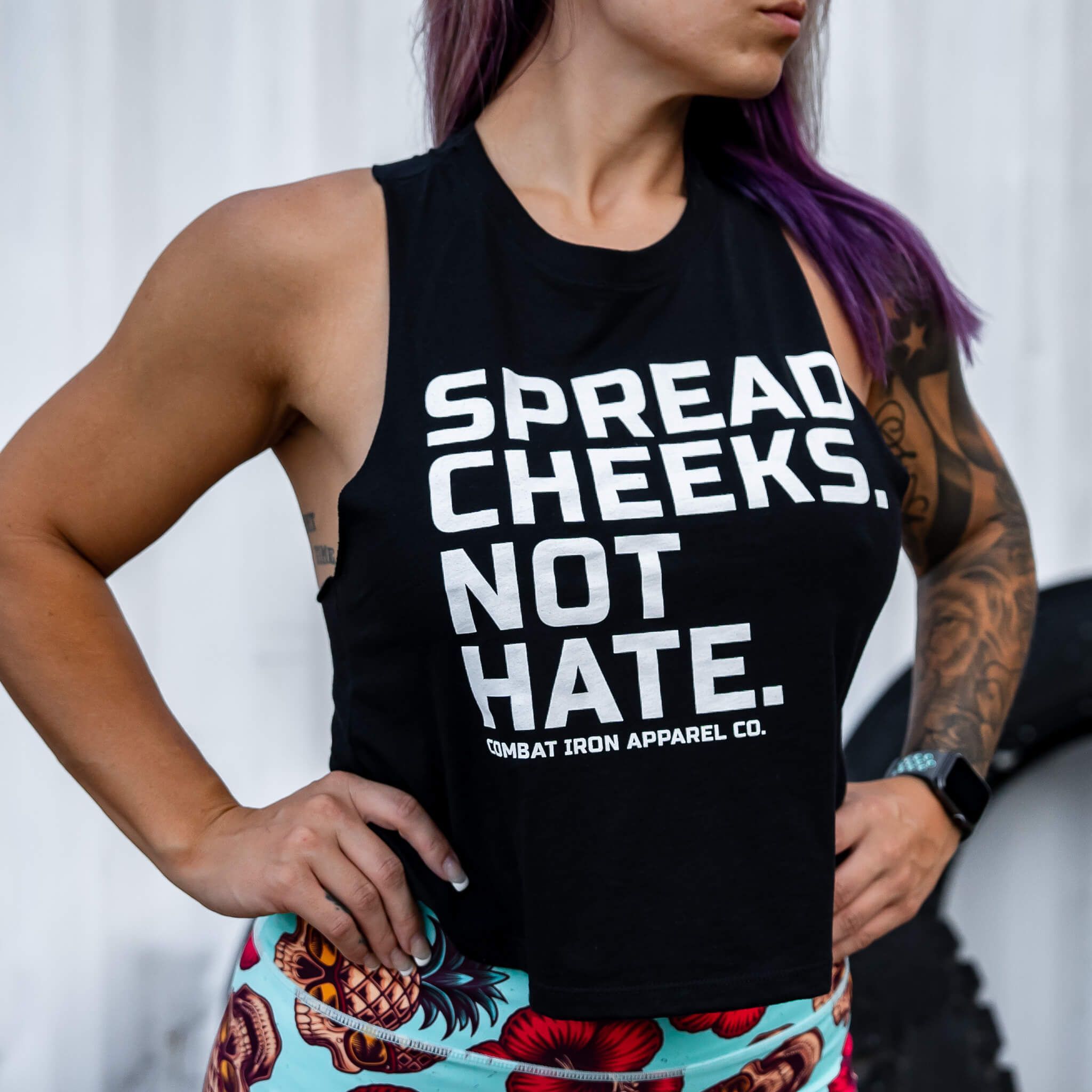 SPREAD CHEEKS. NOT HATE. LADIES CROP TOP