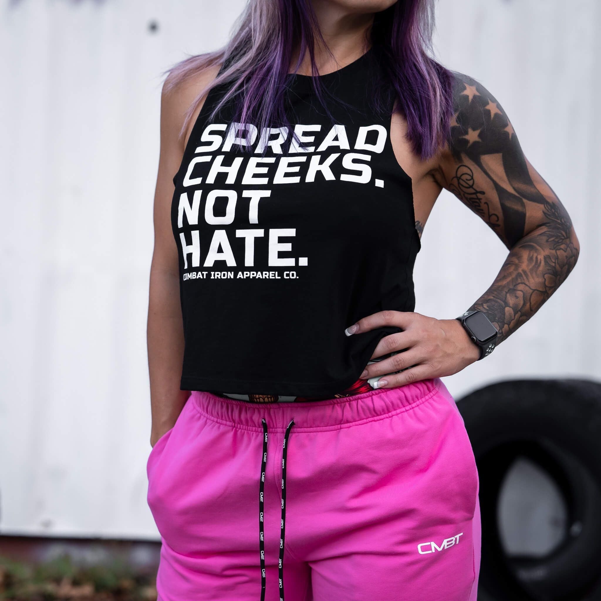 SPREAD CHEEKS. NOT HATE. LADIES CROP TOP