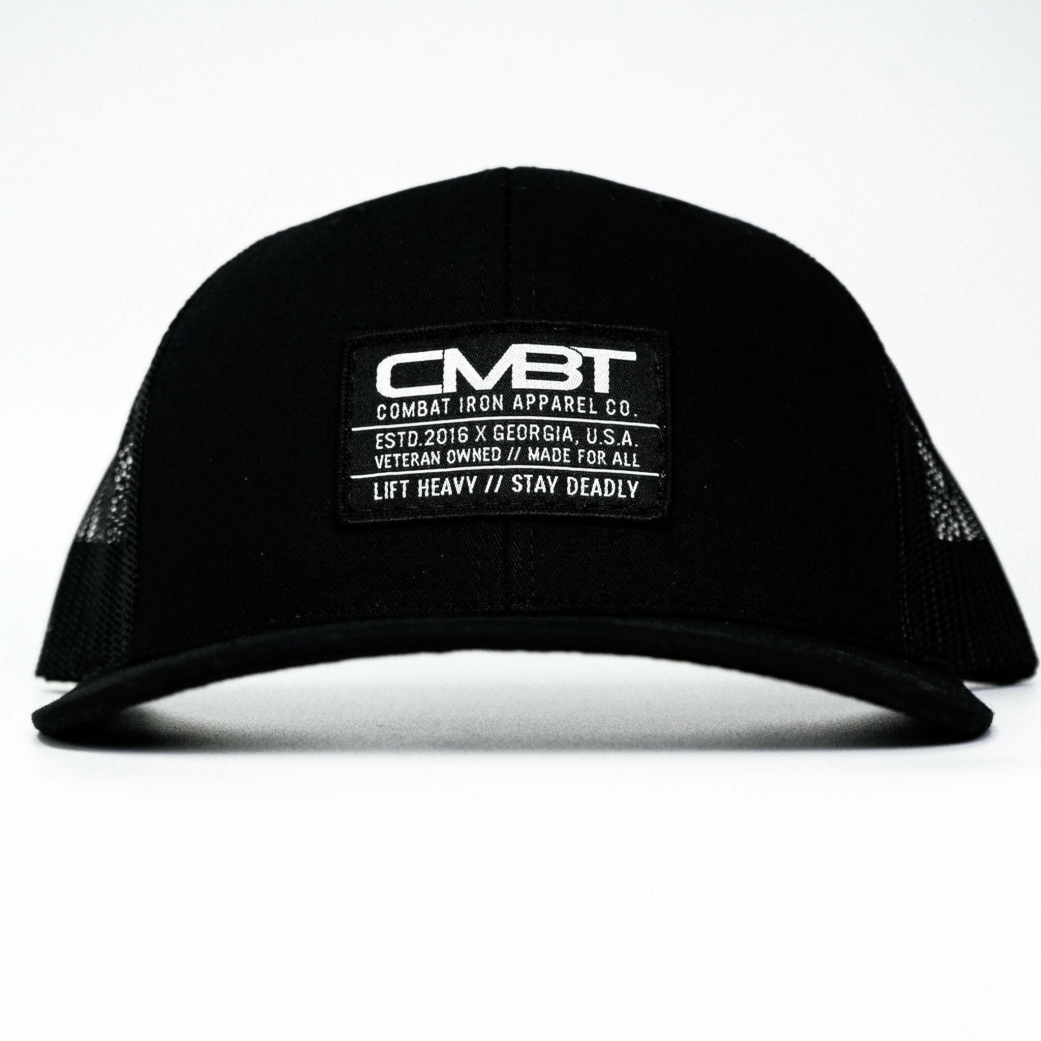 CMBT Standard Black Woven Patch Mid-Profile Mesh Snapback Hat