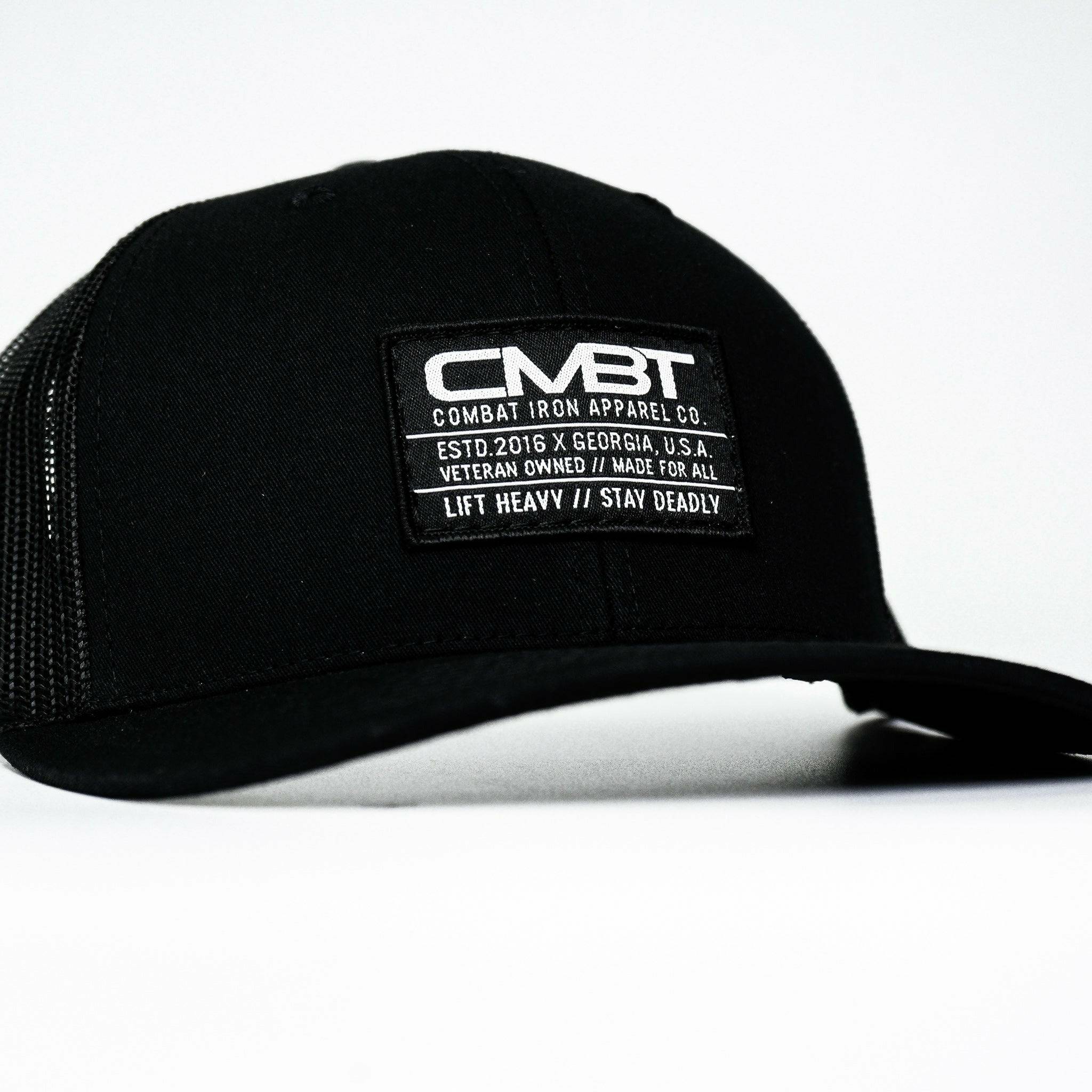 CMBT Standard Black Woven Patch Mid-Profile Mesh Snapback Hat