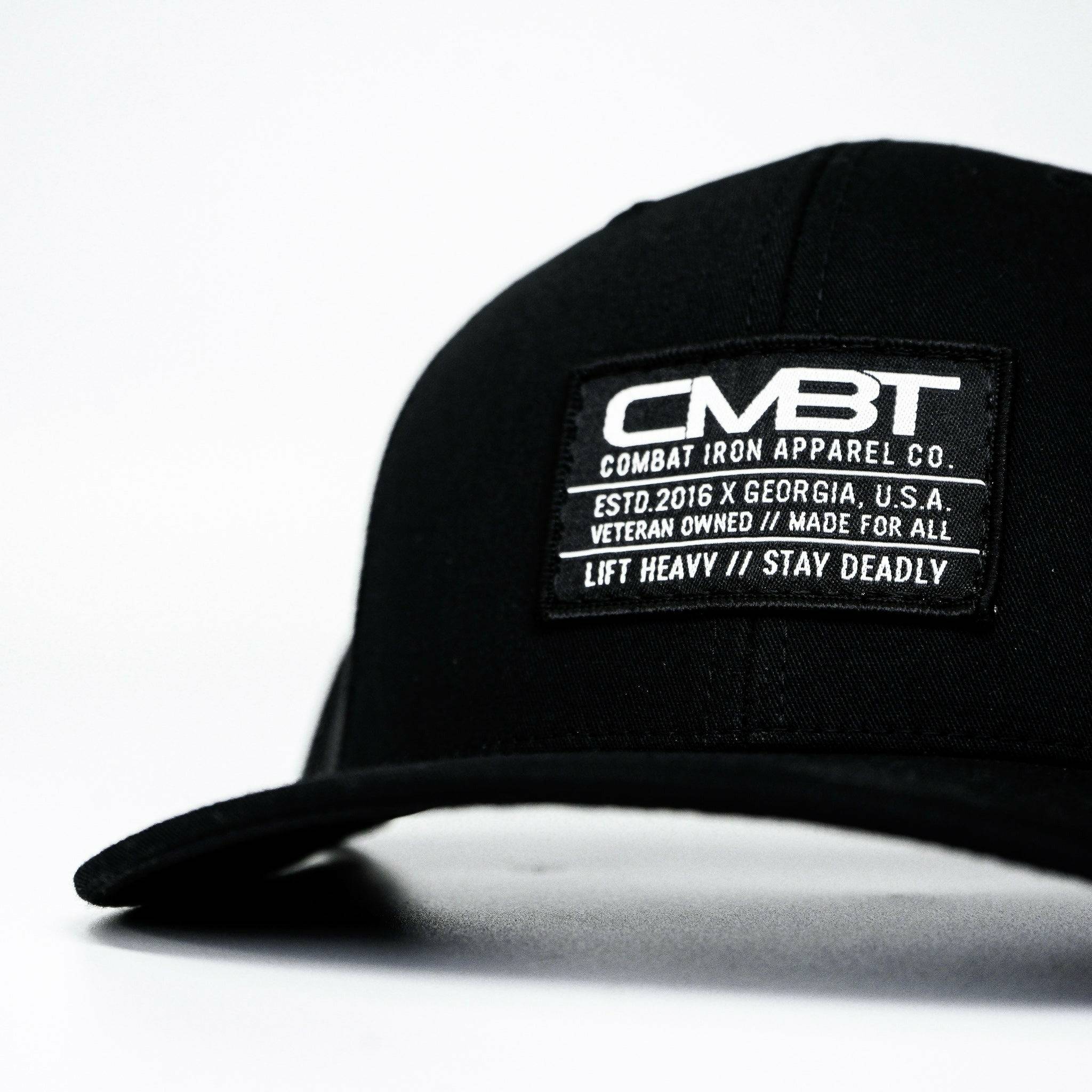 CMBT Standard Black Woven Patch Mid-Profile Mesh Snapback Hat