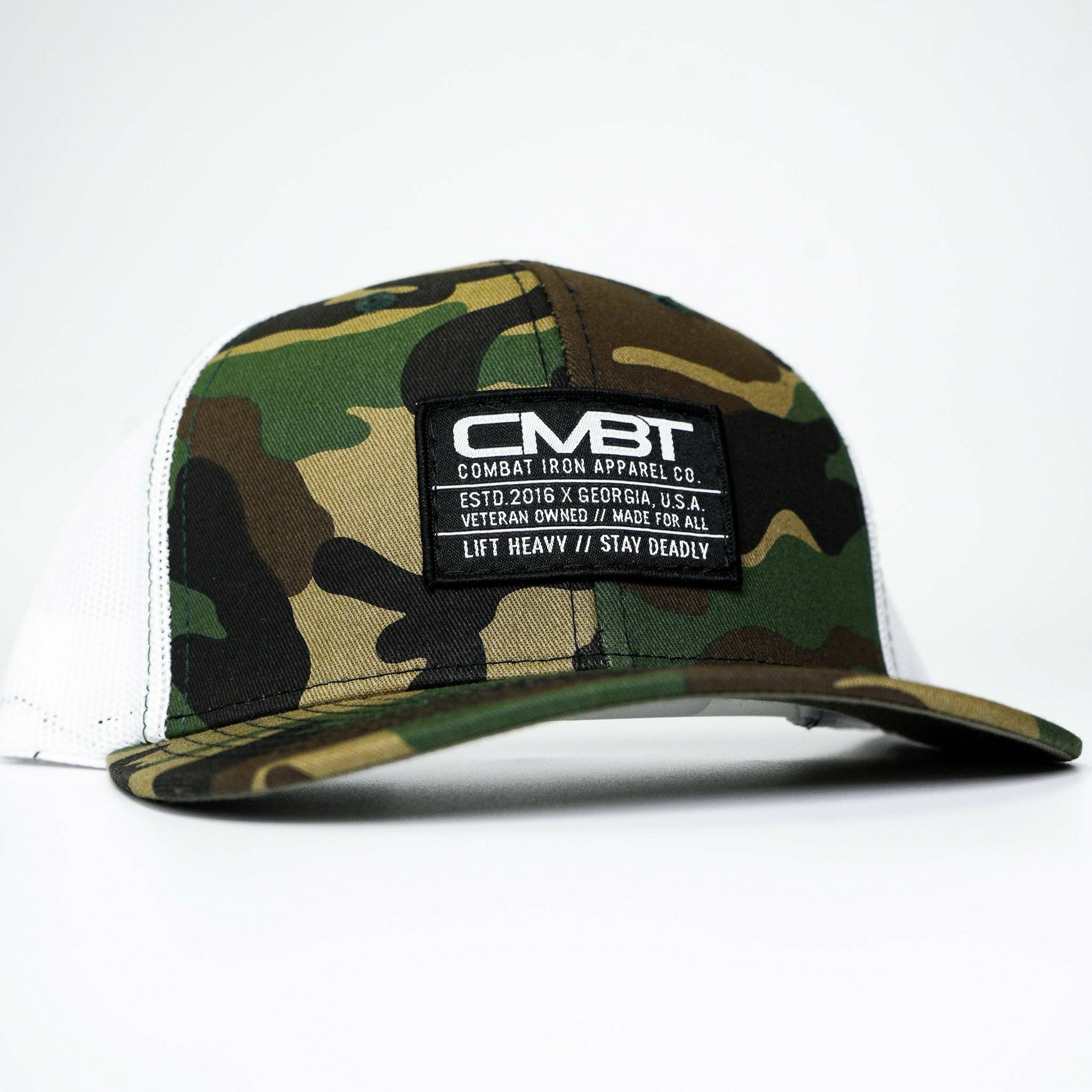 CMBT Standard Black Woven Patch Mid-Profile Mesh Snapback Hat