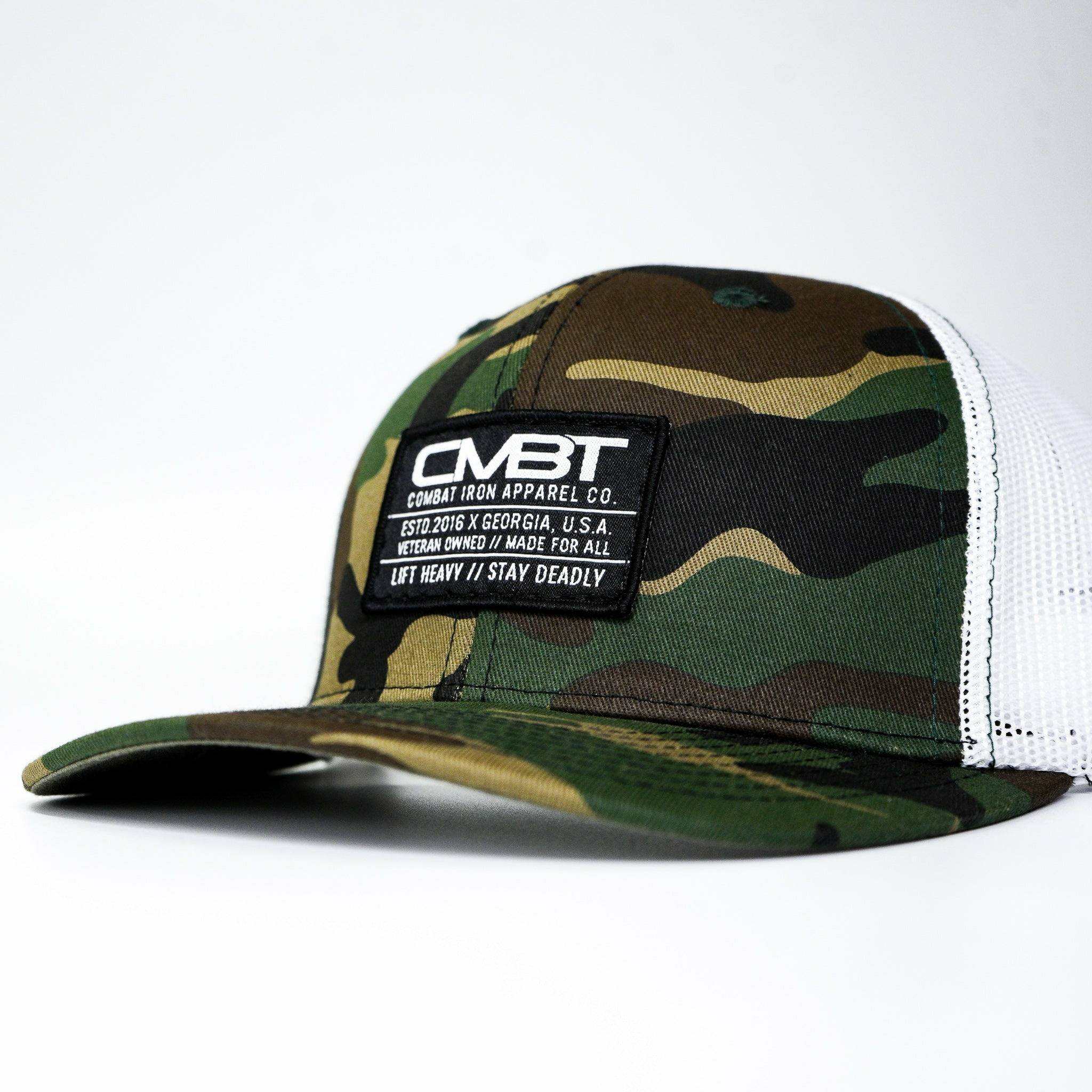 CMBT Standard Black Woven Patch Mid-Profile Mesh Snapback Hat