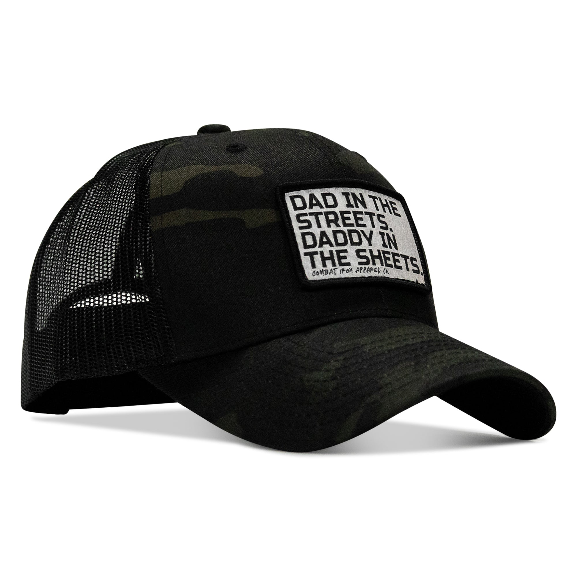 Dad In The Streets. Daddy In The Sheets. White Patch Snapback Hat