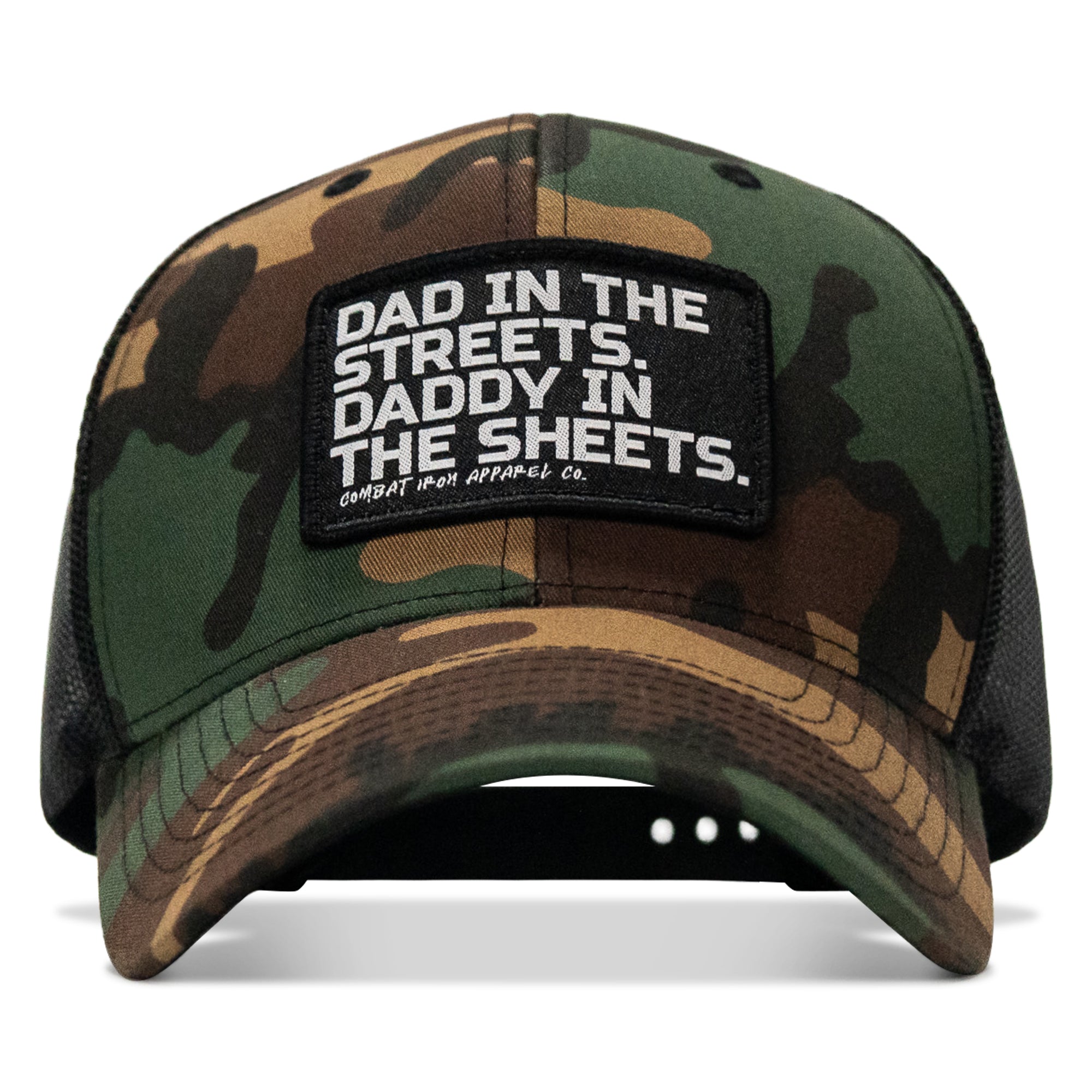 Dad In The Streets. Daddy In The Sheets. Black Patch Snapback Hat