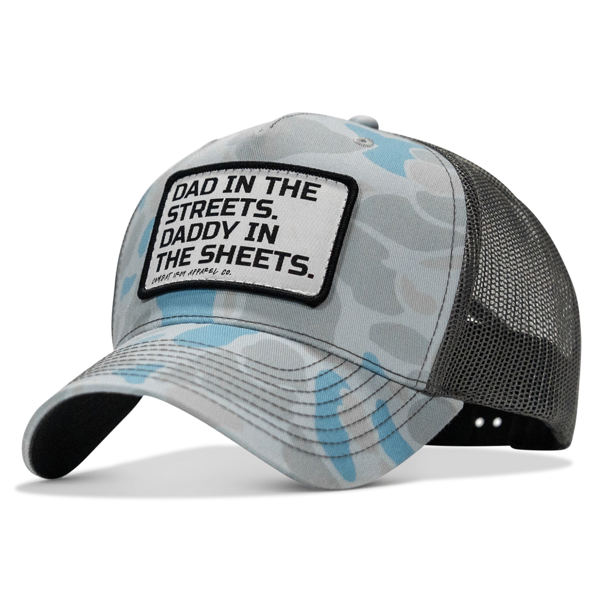 Dad In The Streets. Daddy In The Sheets. White Patch Snapback Hat