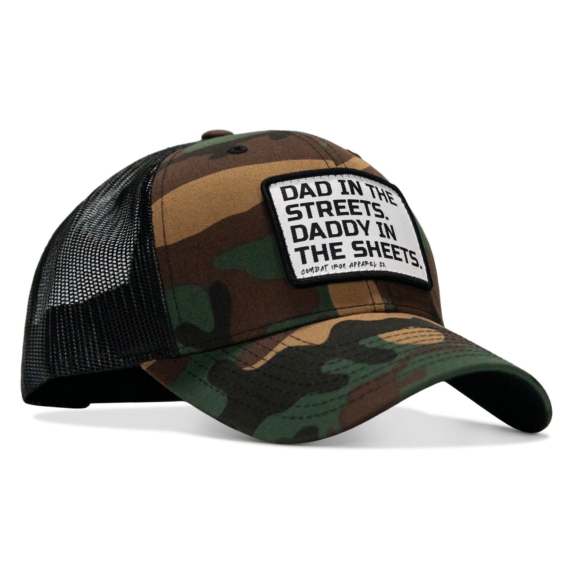 Dad In The Streets. Daddy In The Sheets. White Patch Snapback Hat