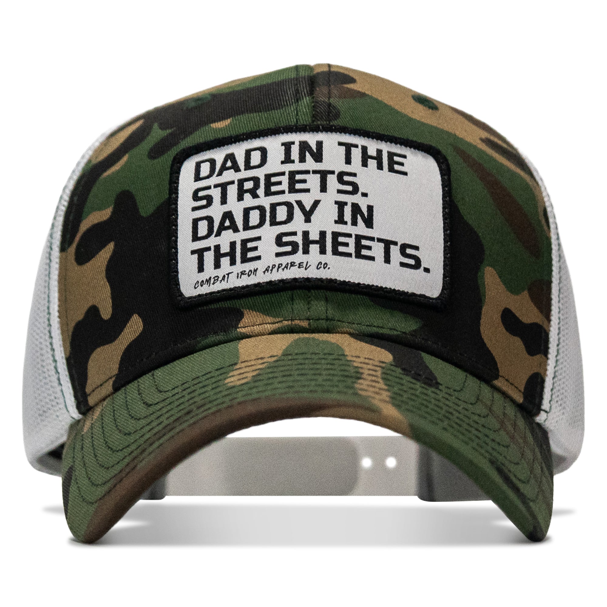 Dad In The Streets. Daddy In The Sheets. White Patch Snapback Hat