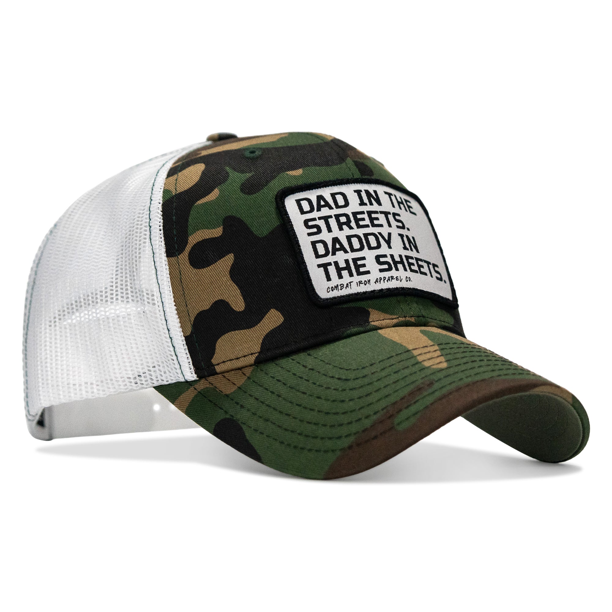 Dad In The Streets. Daddy In The Sheets. White Patch Snapback Hat