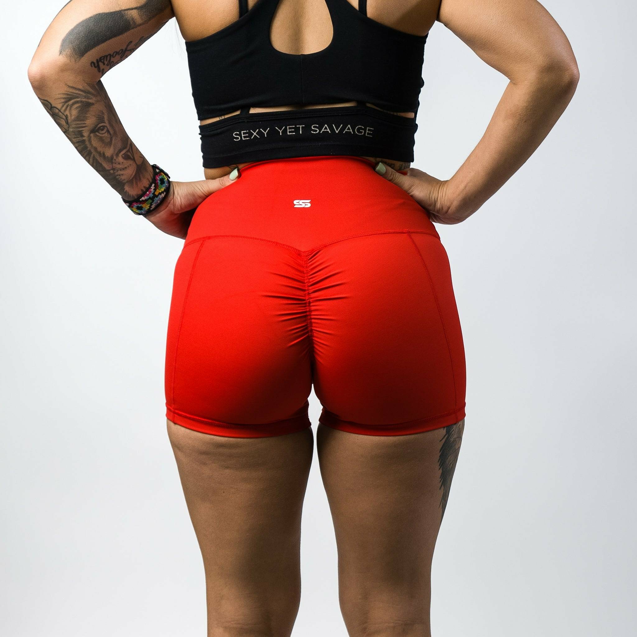 HIGH WAISTED LADIES BUTT SCRUNCH COMPRESSION SHORTS - SEXY YET SAVAGE COLLECTION