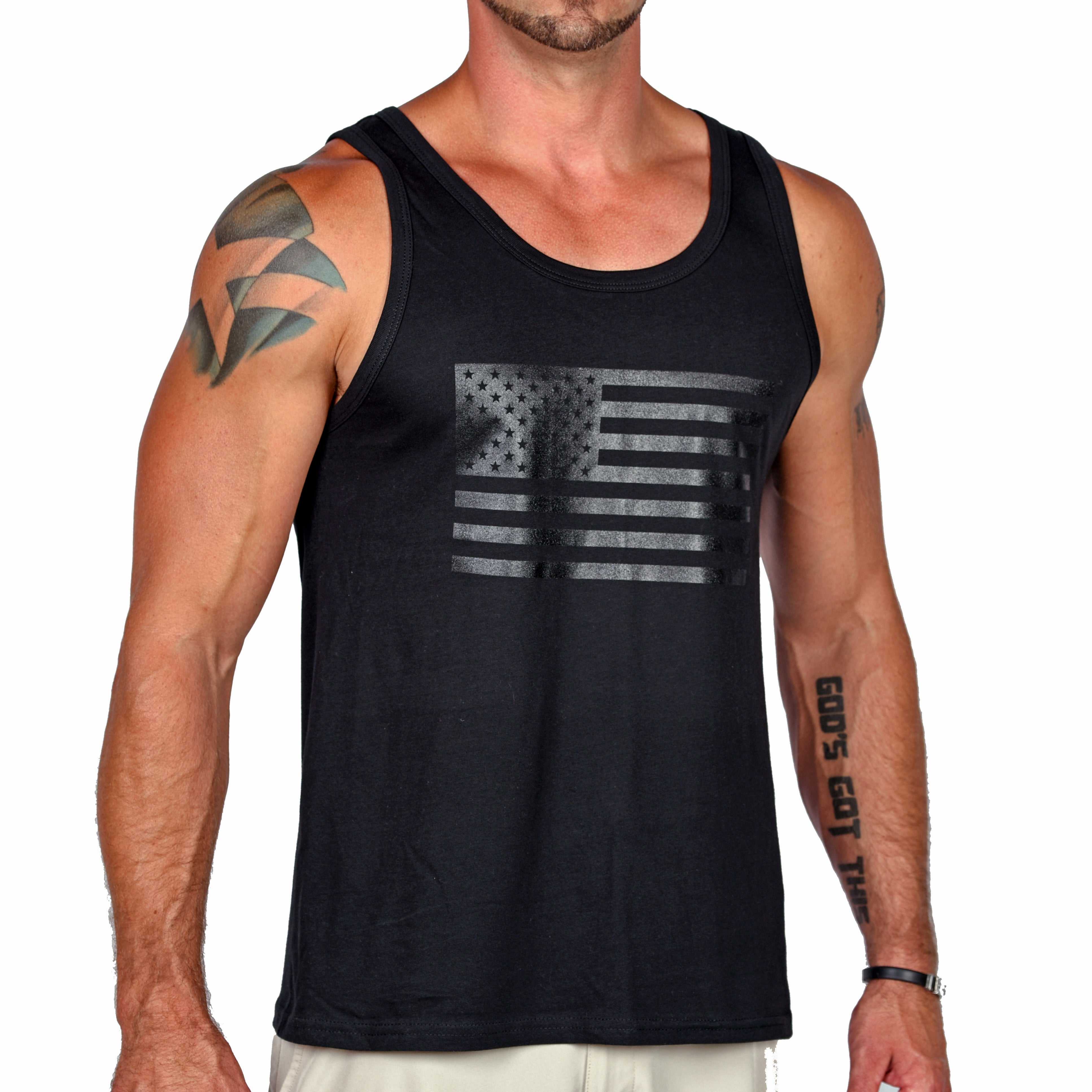 Men's Murdered Out American Flag Tank Top