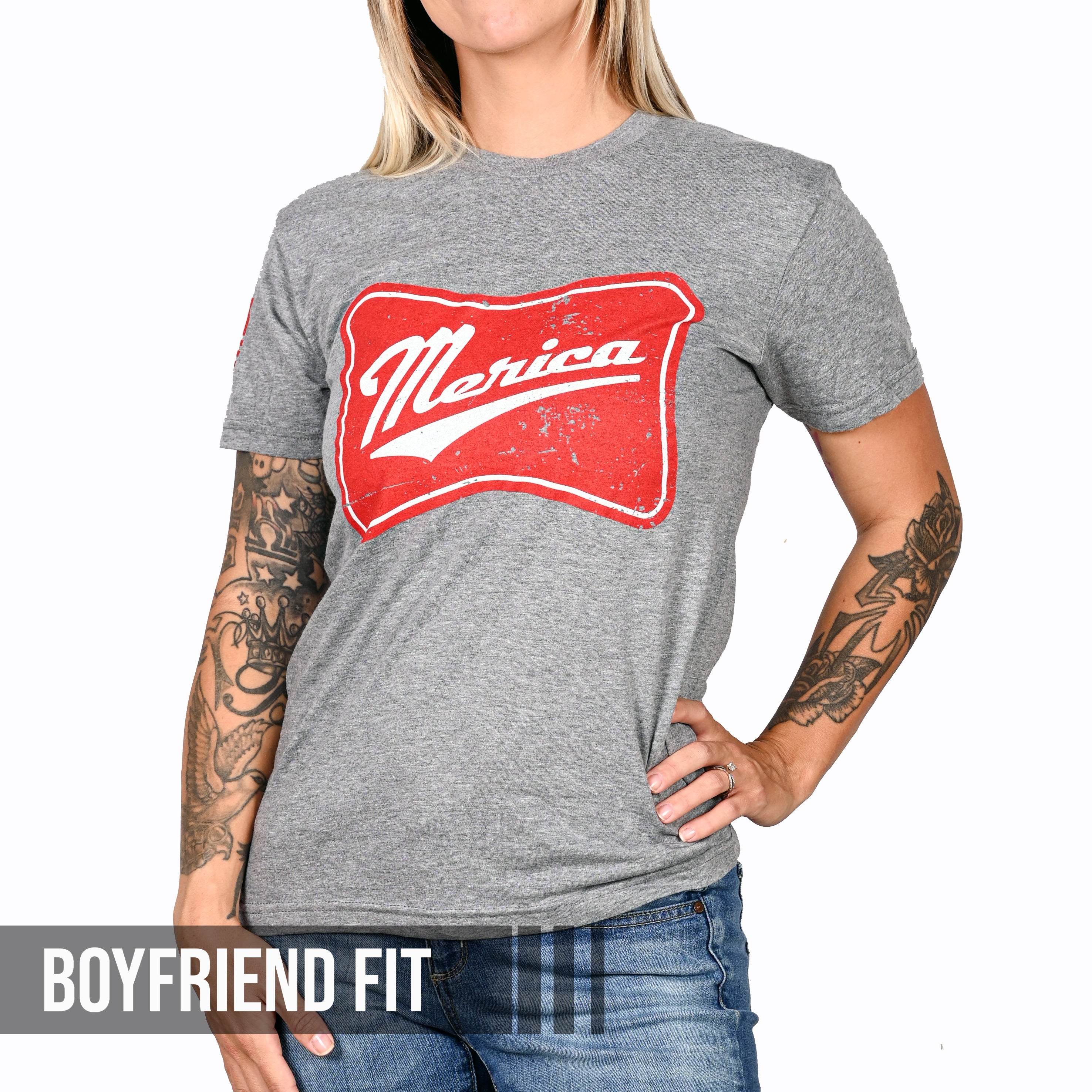 Camiseta patriótica americana de corte boyfriend para mujer