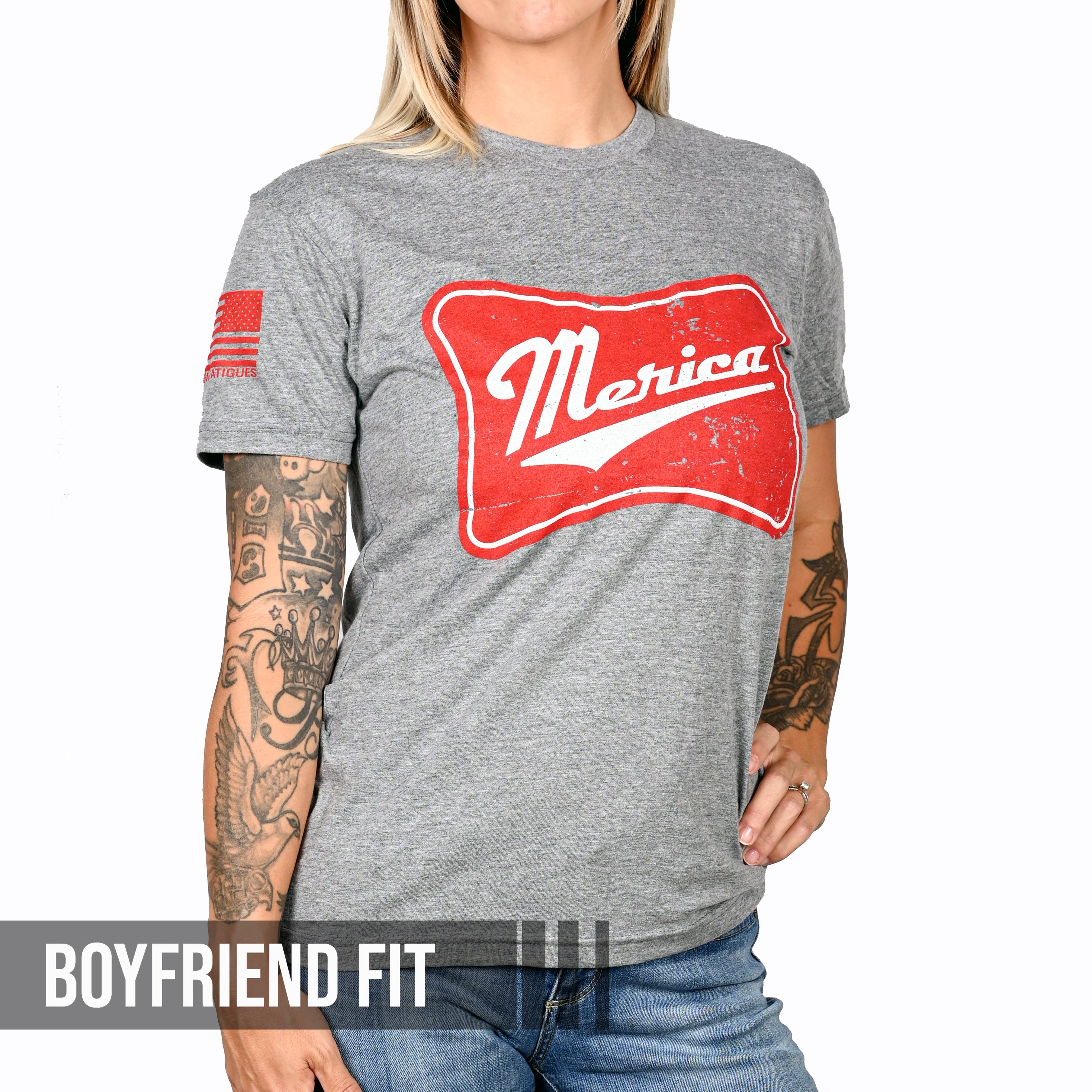 Camiseta patriótica americana de corte boyfriend para mujer