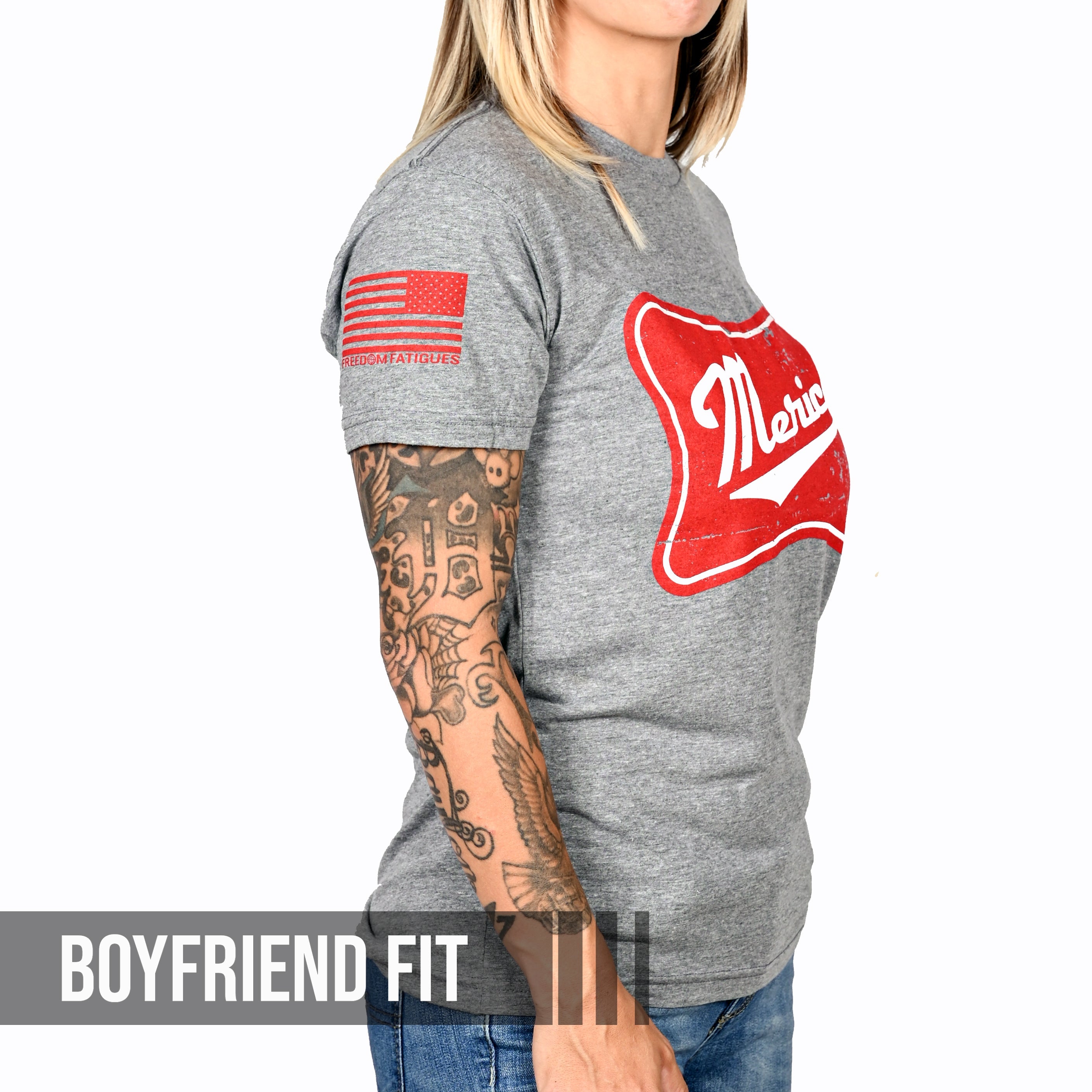 Camiseta patriótica americana de corte boyfriend para mujer